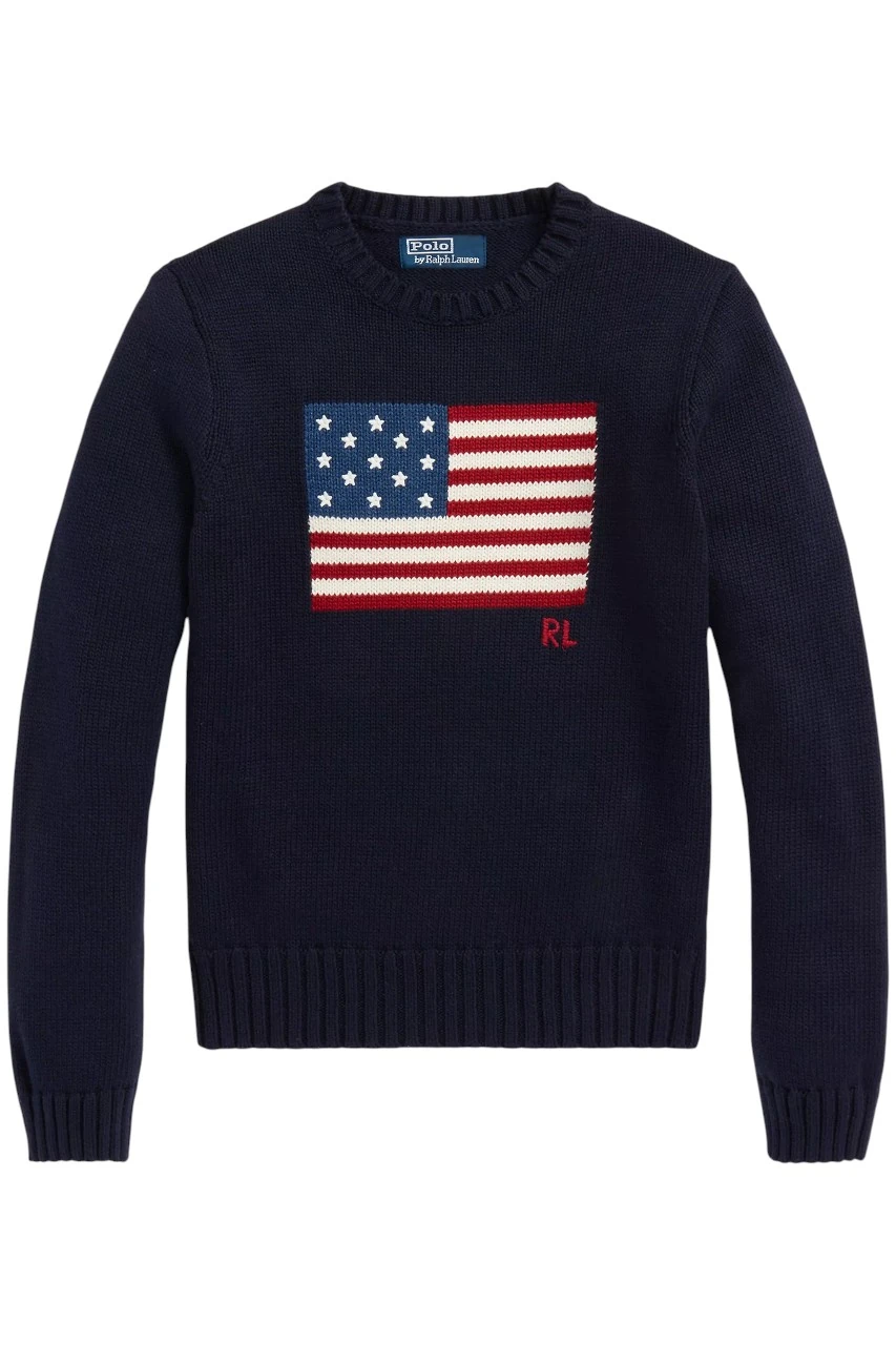 Ralph Lauren American Flag Knitwear Navy Blue Sweater