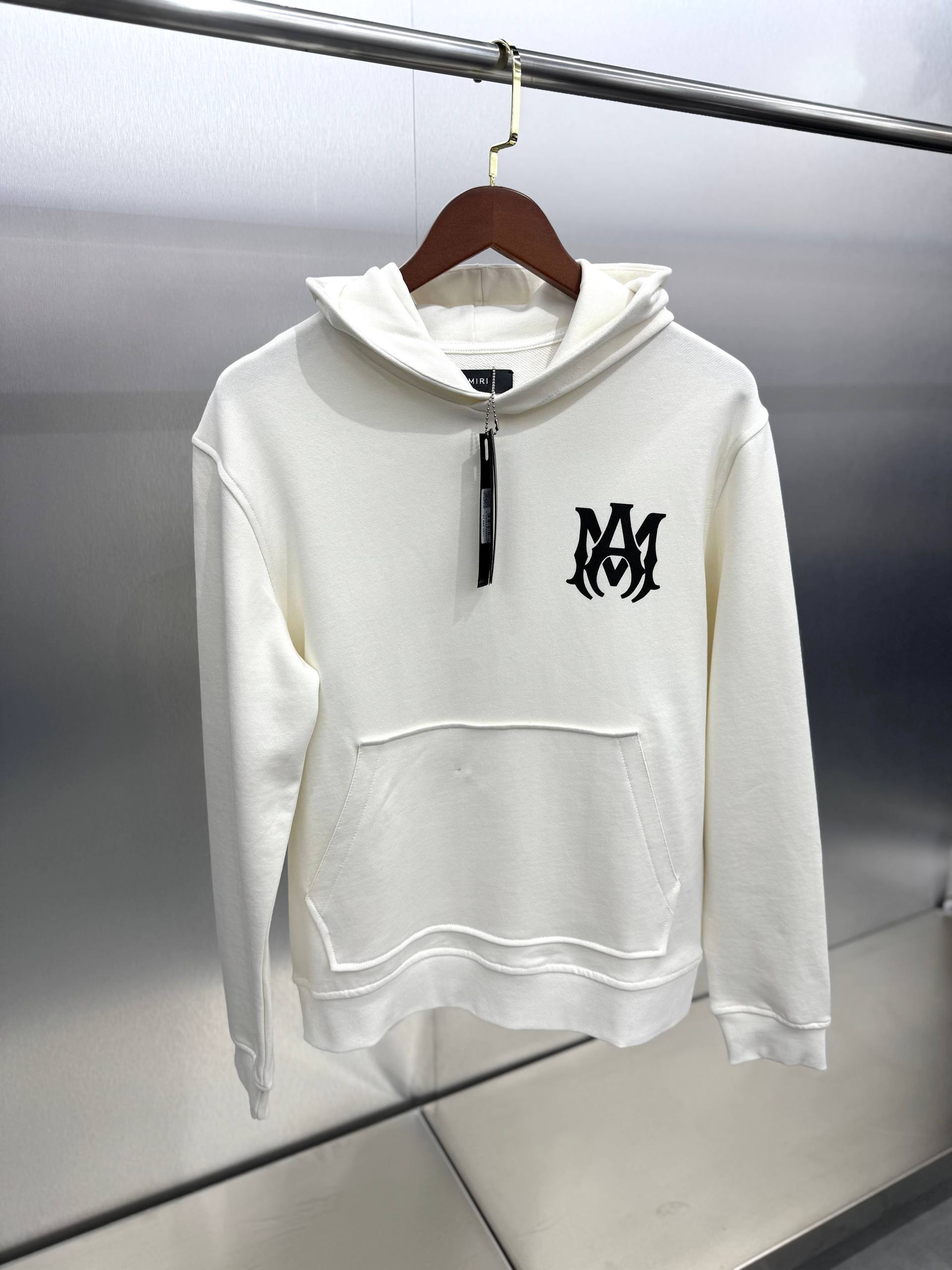 Amiri M.A. Logo Embroidered White Hoodie