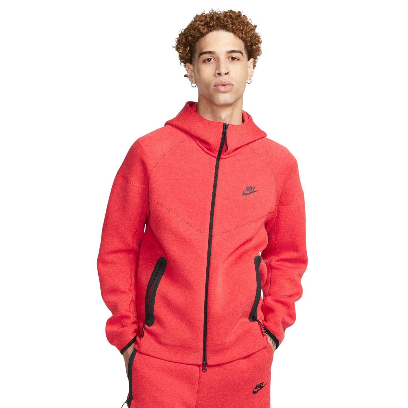 NIKE Tech Fleece 2024 Windrunner Tracksuit Red Hoddie