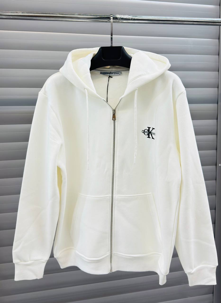 Calvin Klein Zip Hoodie White