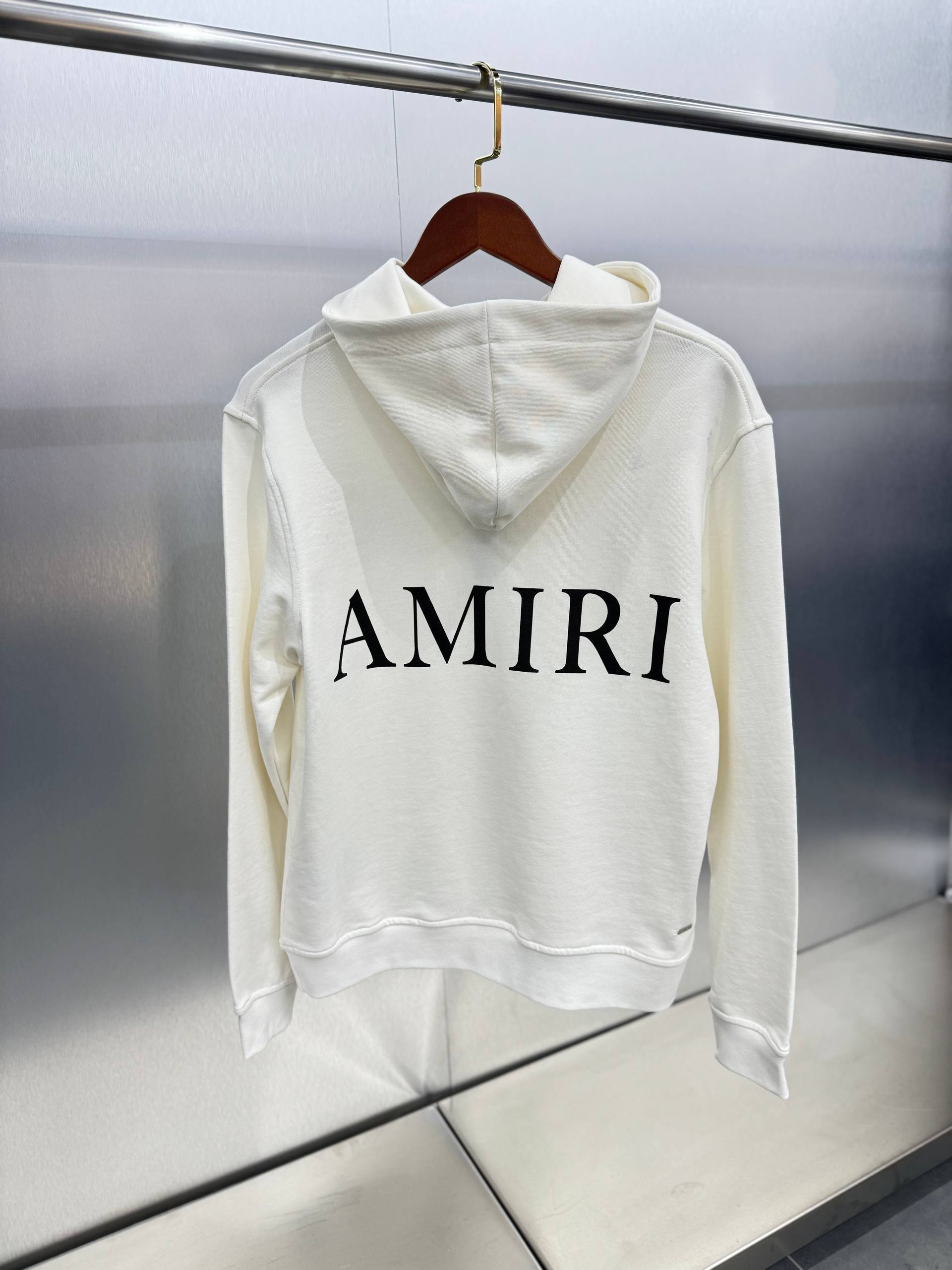 Amiri M.A. Logo Embroidered White Hoodie