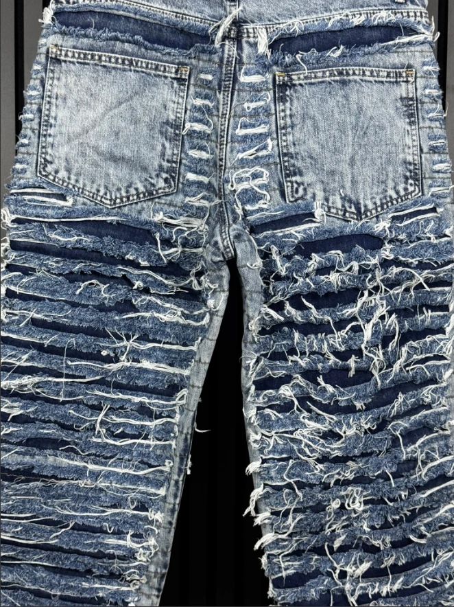 Blue Baggy Flared Jeans