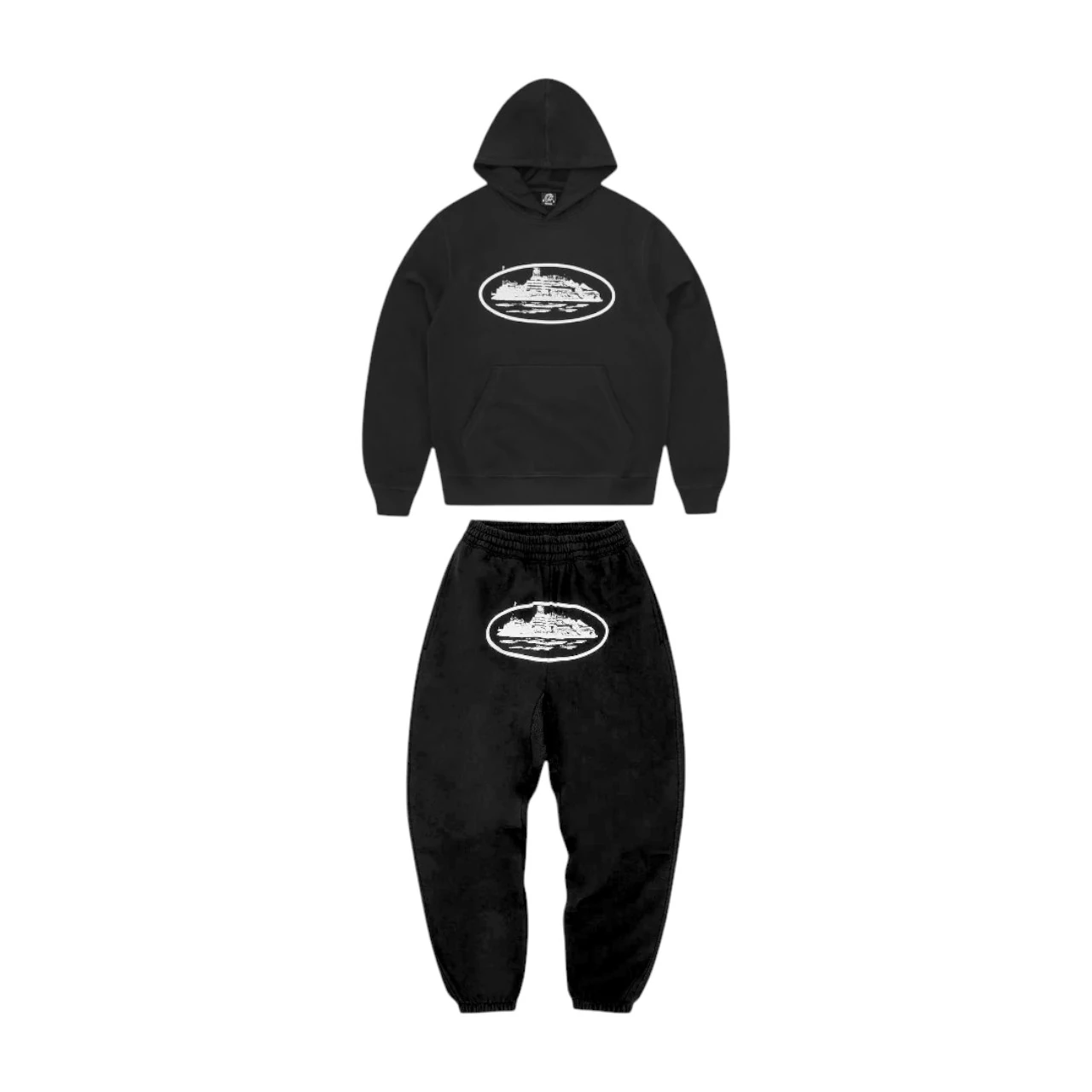 Corteiz Alcatraz Tracksuit Black White 