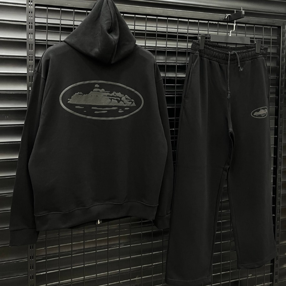 Corteiz Baggy Full Black Tracksuit