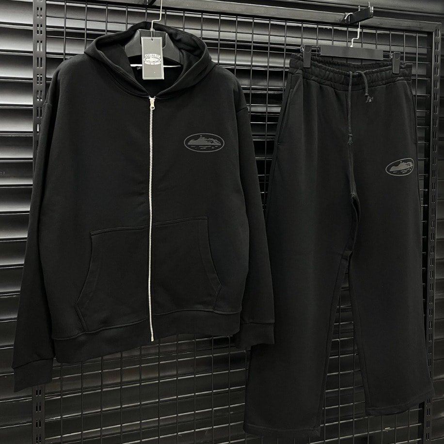 Corteiz Baggy Full Black Tracksuit