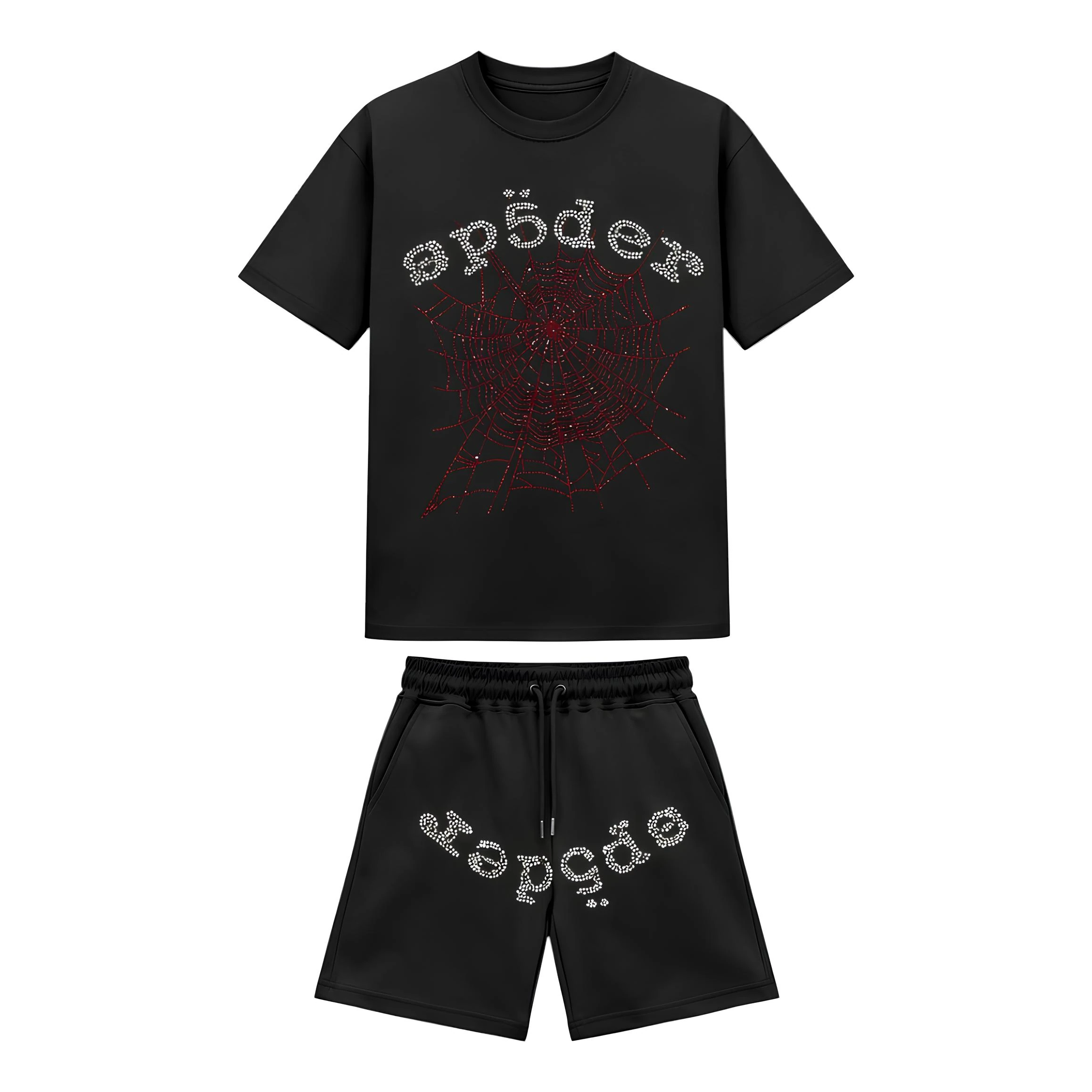 Sp5der Rhinestone Web Black Set