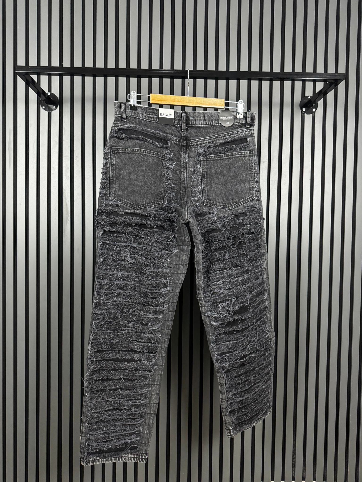 Black Baggy Flared Jeans