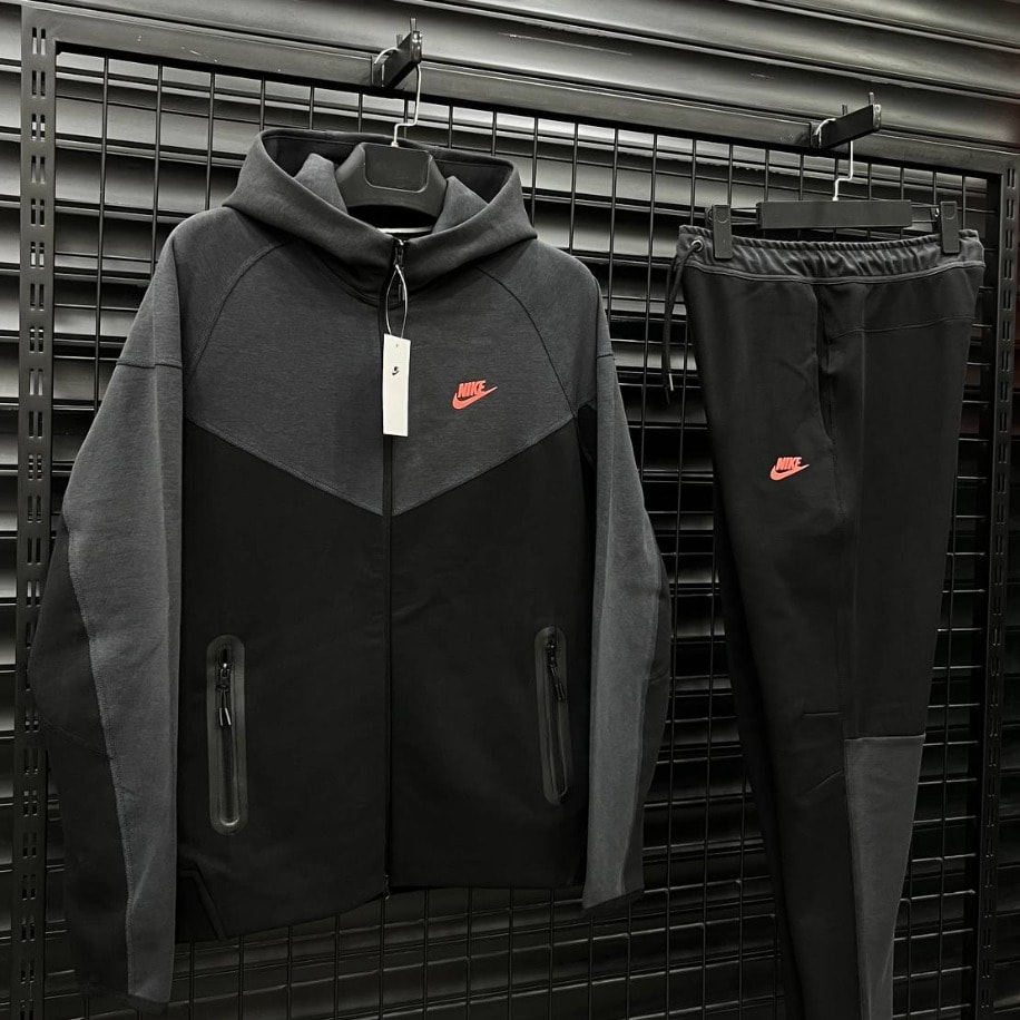 NIKE Tech Fleece 2024 Windrunner Tracksuit Black Grey Jogger