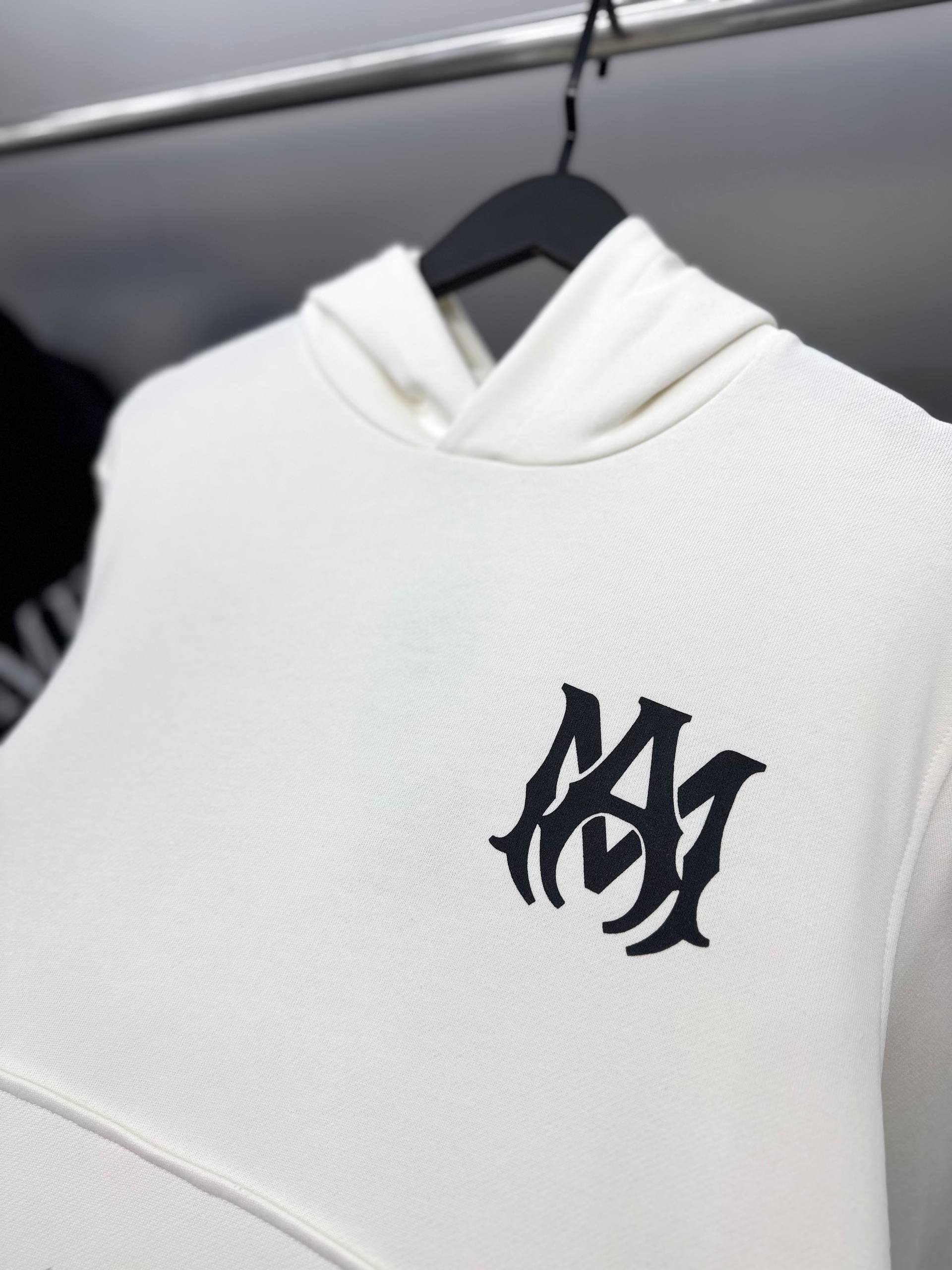 Amiri M.A. Logo Embroidered White Hoodie