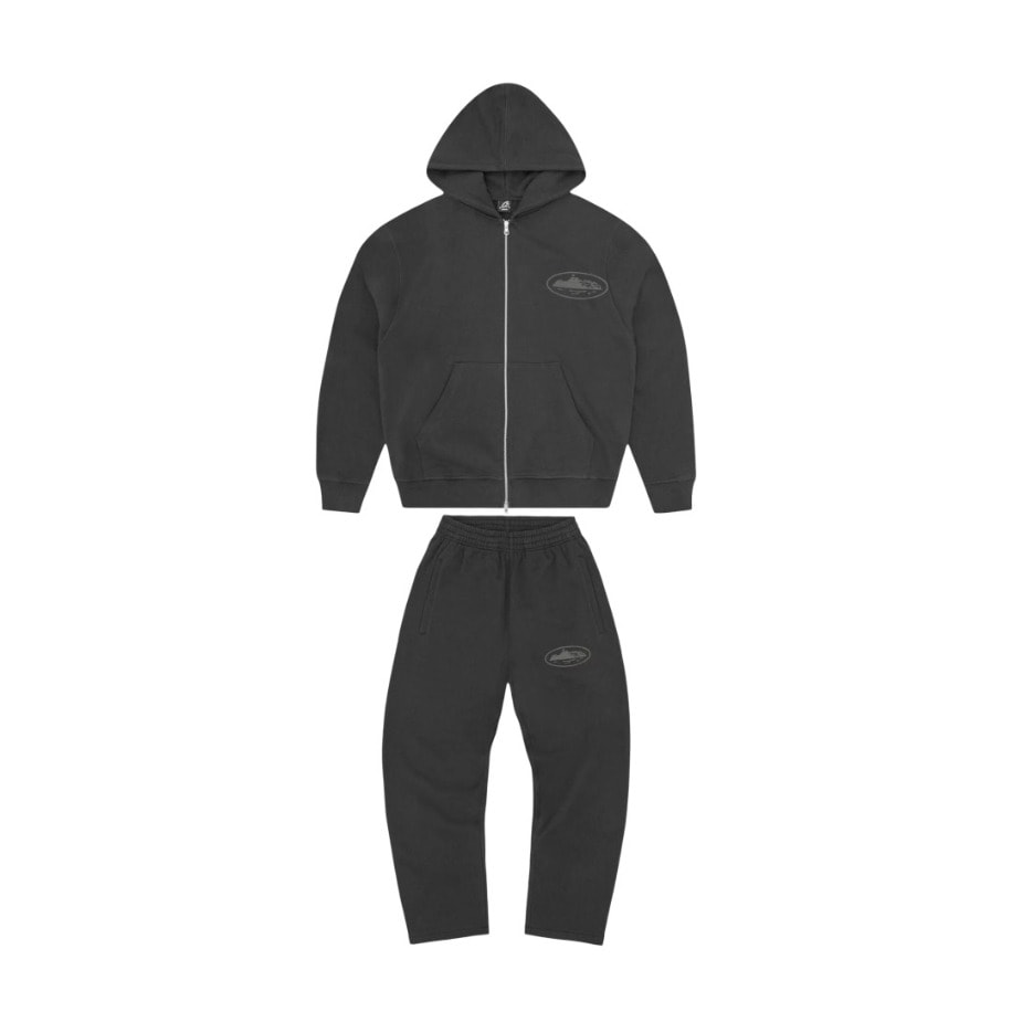 Corteiz Baggy Full Black Tracksuit