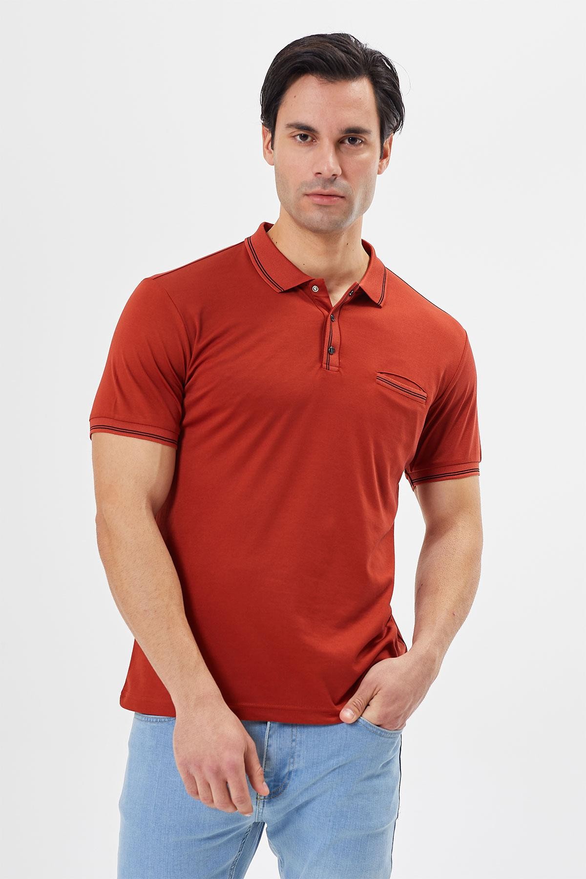 Polo Yaka Regular Fit Cepli Erkek Çıtçıt Detaylı T-Shirt