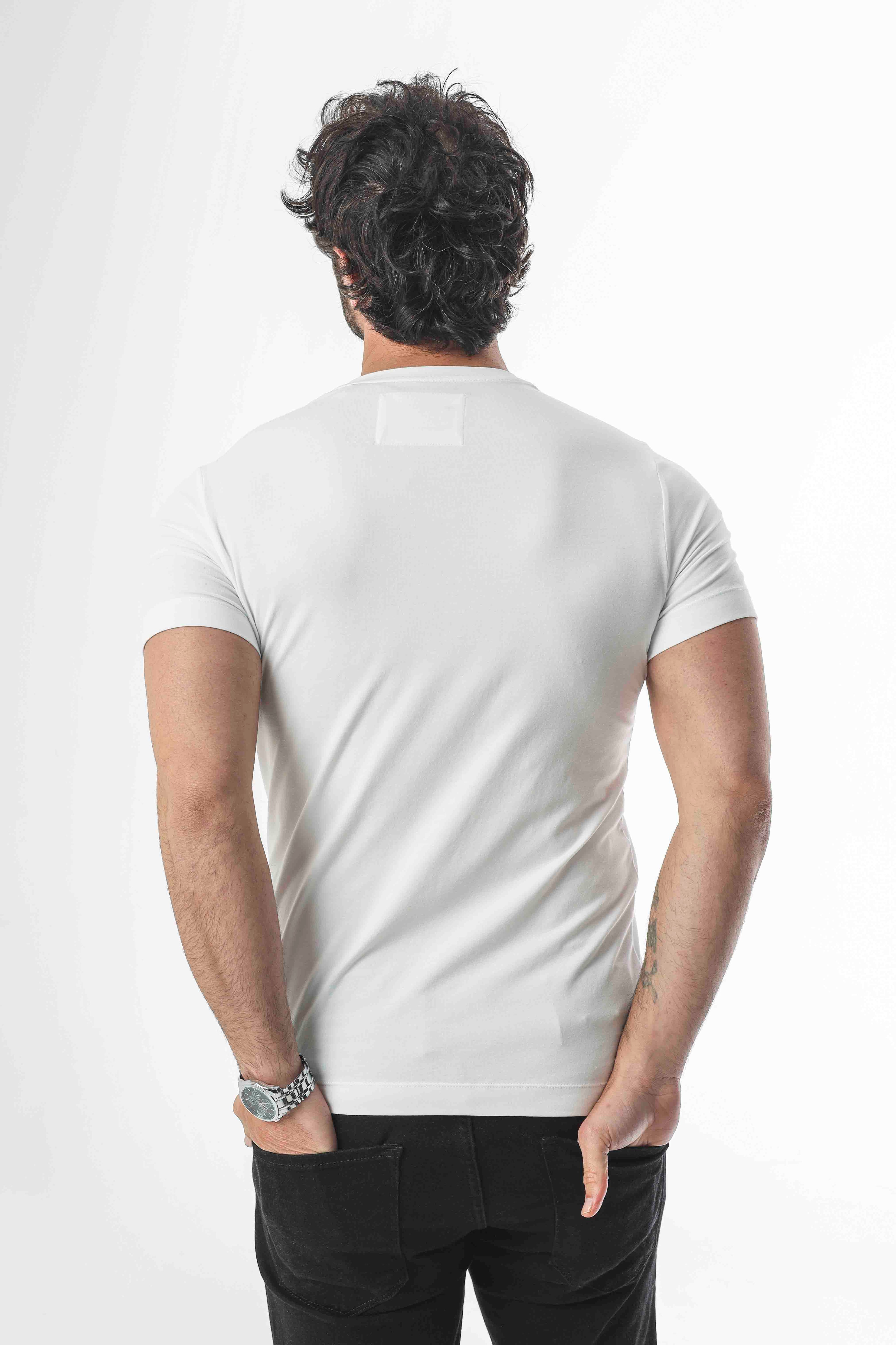 Bisiklet Yaka Baskılı Pamuklu Erkek T-Shirt-MSL-2263