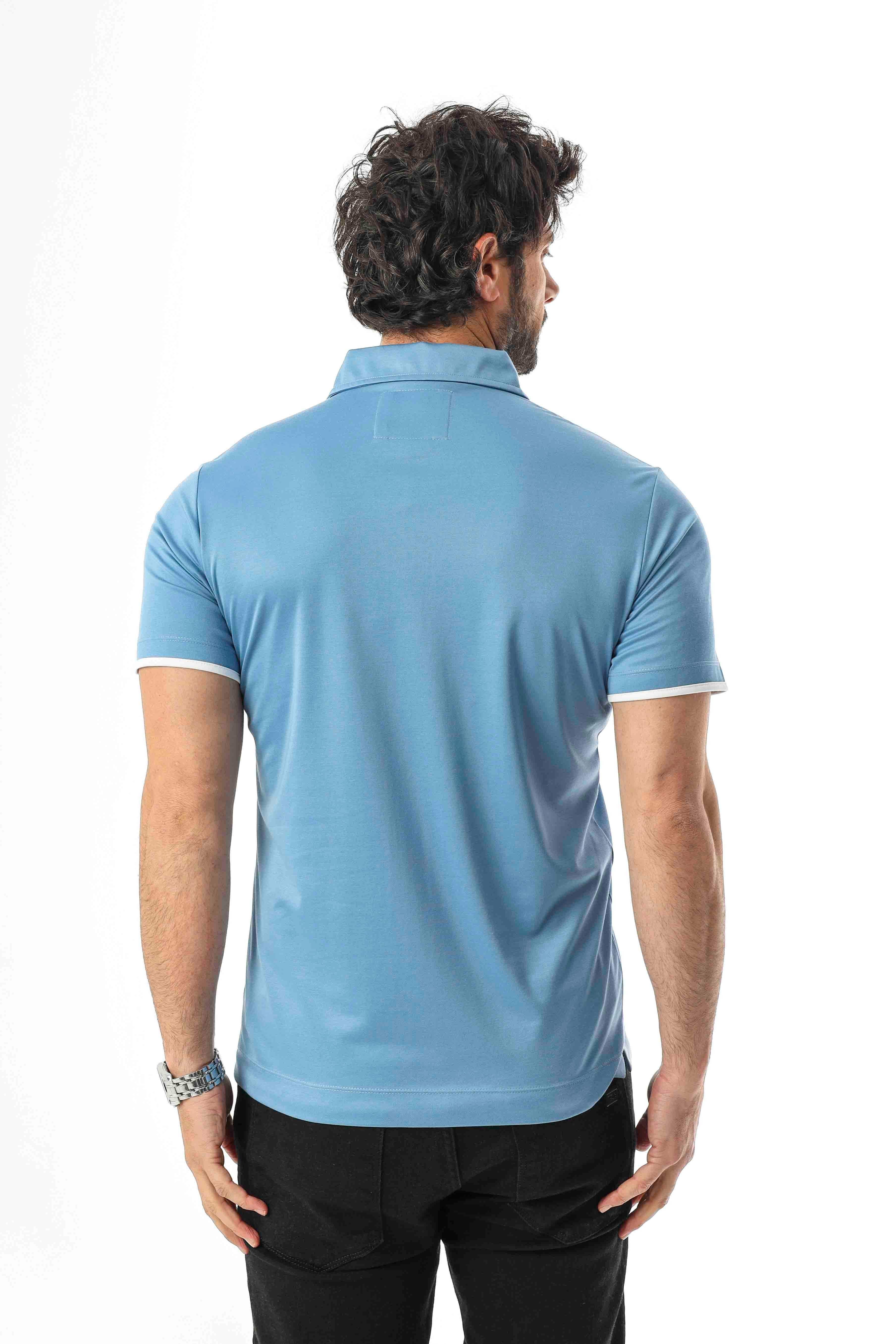 Polo Yaka Düğme Kısmı Baskılı Erkek T-Shirt-6293