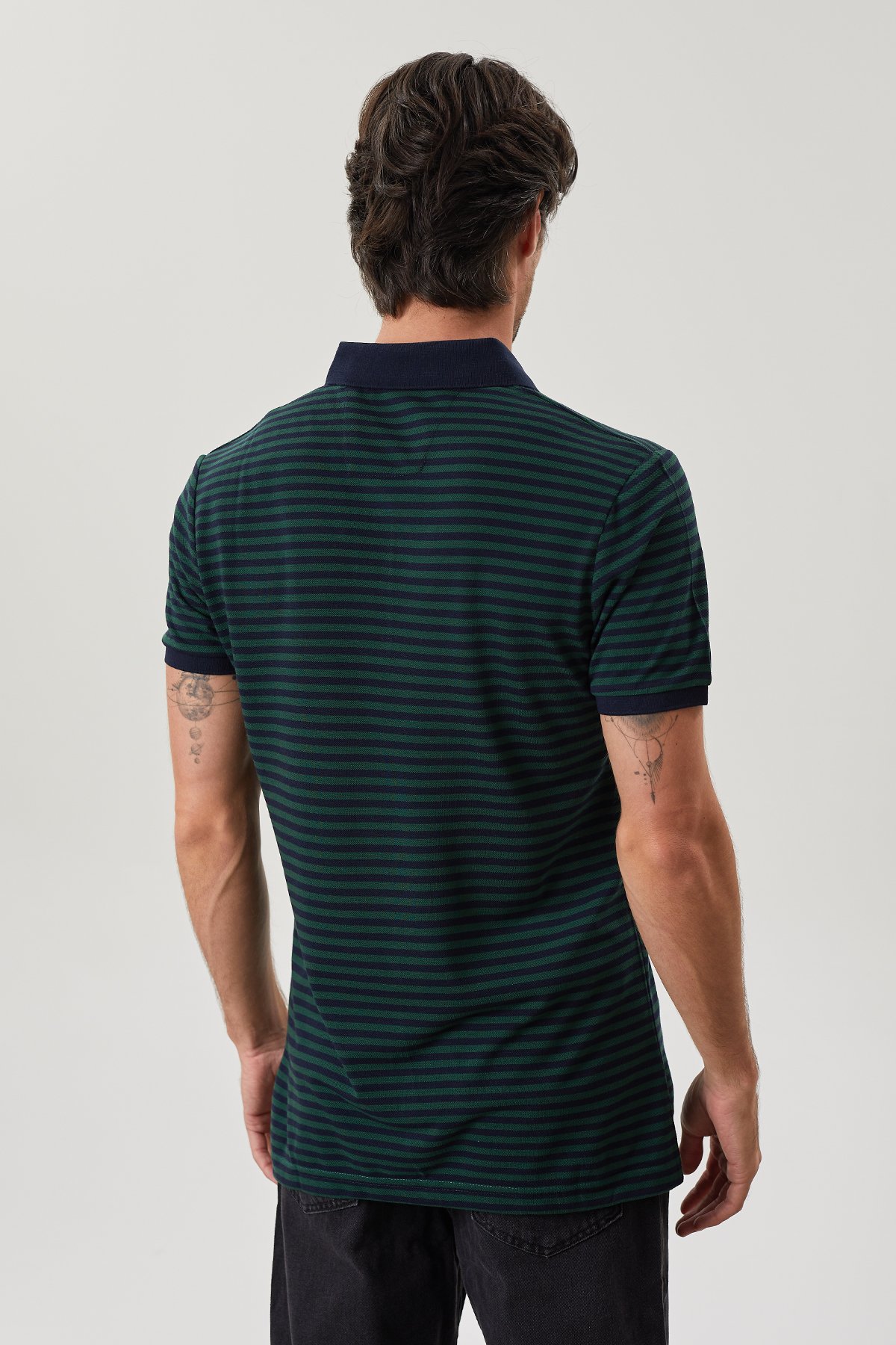 Classics Pattern Polo NeckStriped T-Shirt