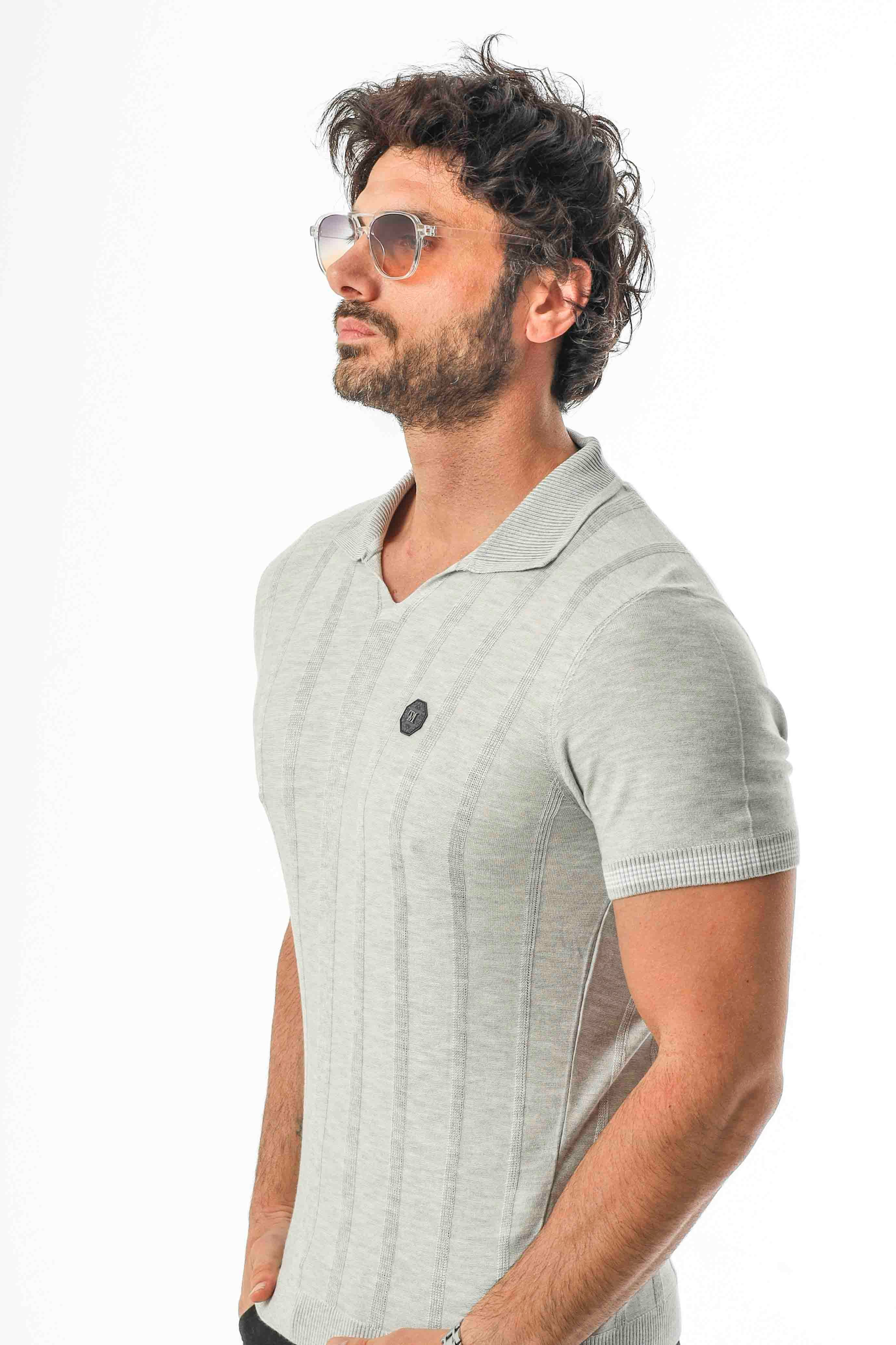Polo Yaka Desenli Arma Baskılı Triko T-Shirt-TY-1303