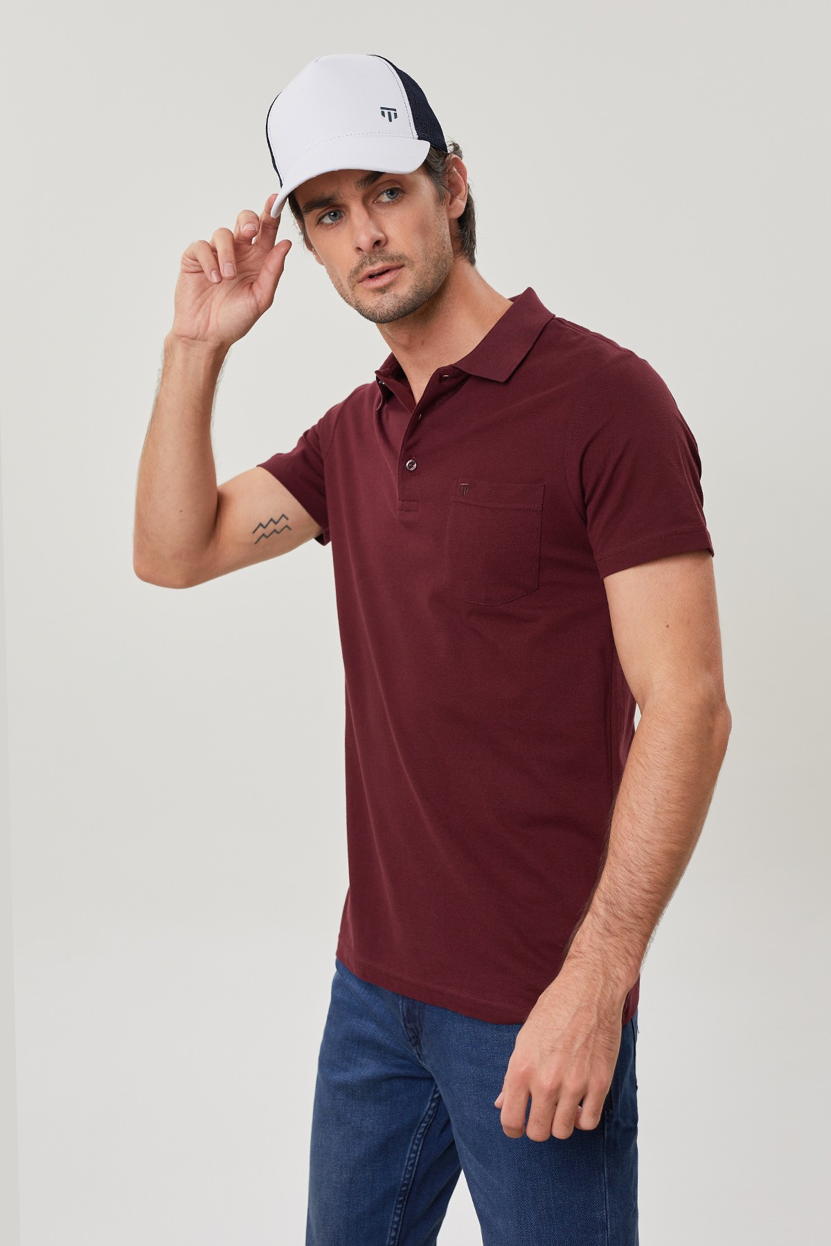 Regular Fit Polo Yaka Klasik Cepli %100 Pamuk Kısa Kollu Basic Penye T-Shirt