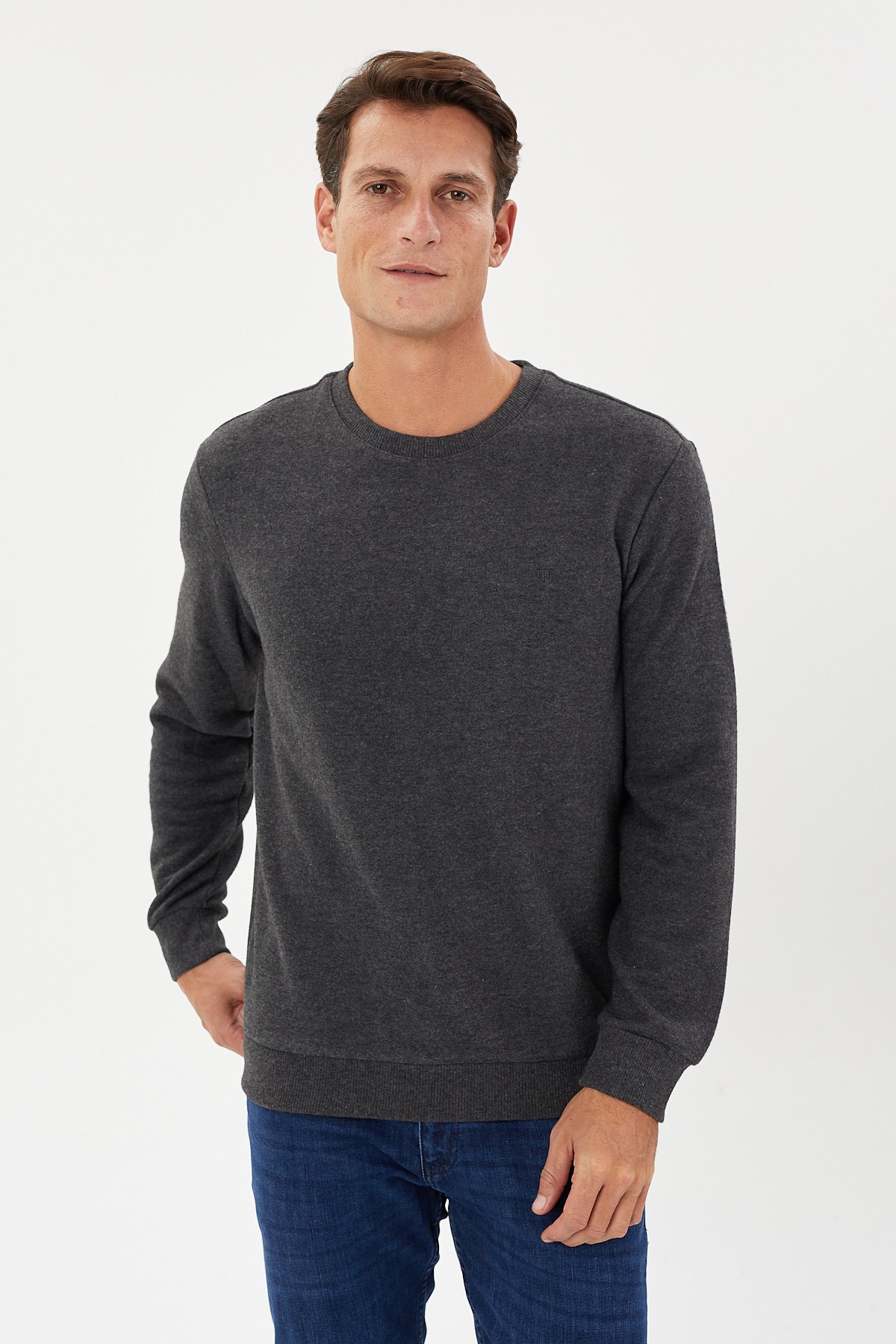 Büyük Beden Kadife Selanik Basic Sweatshirt- KS-1706