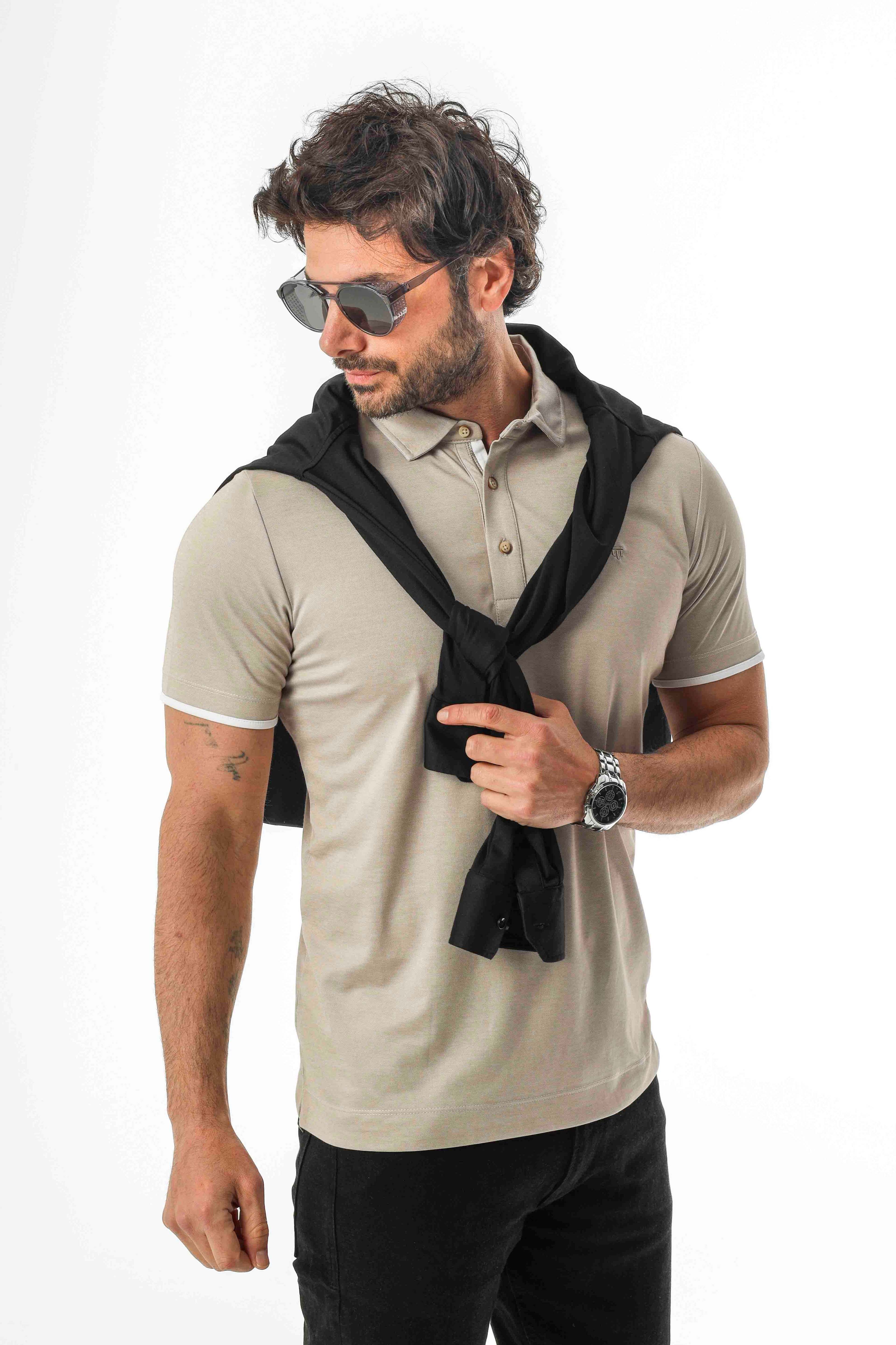 Büyük Beden Regular Fit Polo Yaka Düğmeli T-Shirt-6321