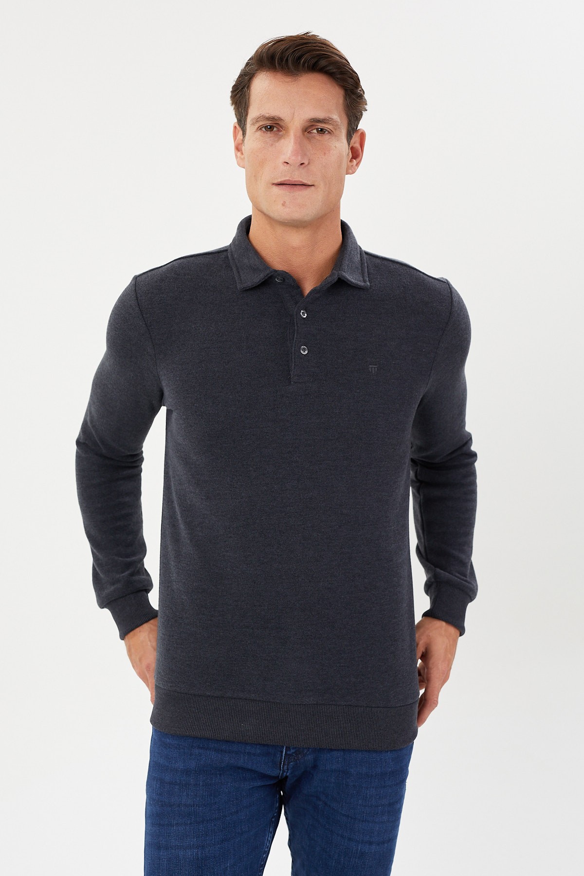 Tony Classics Kadife Selanik Polo Yaka Sweatshirt- KS-1491