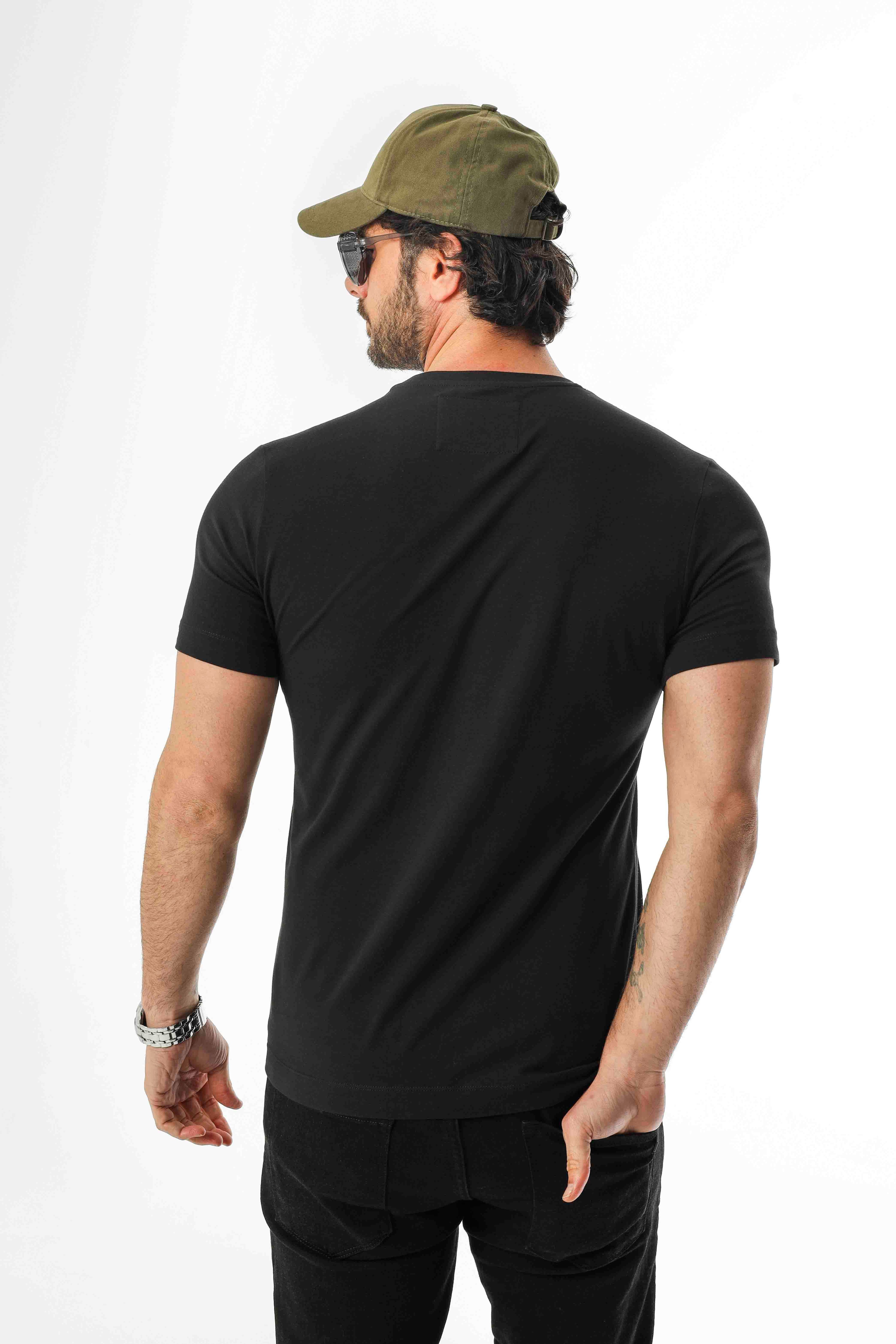 Bisiklet Yaka Nakışlı Pamuklu T-Shirt-MSL-2258