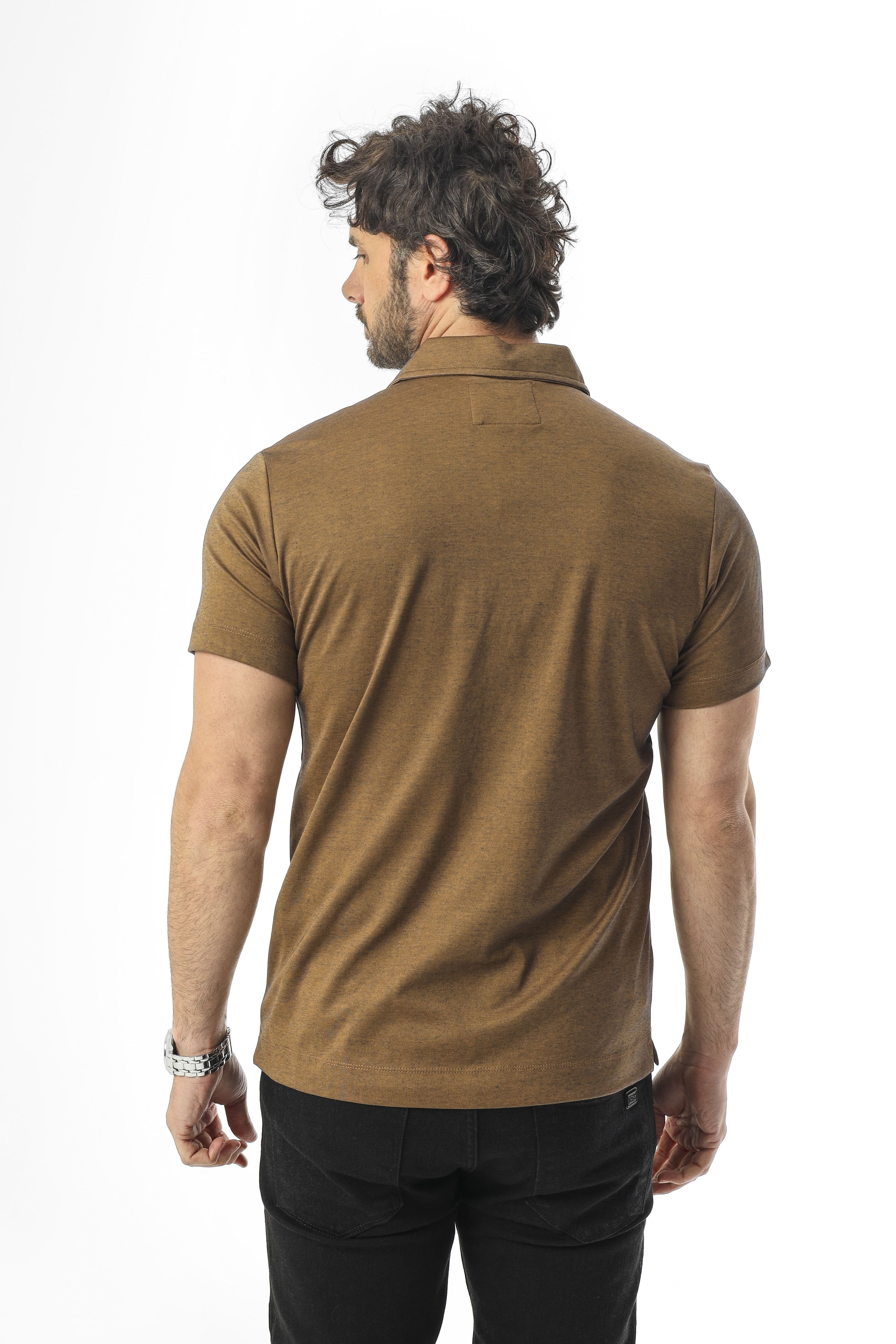 Büyük Beden Polo Yaka Düğmeli Cepli T-Shirt-6318