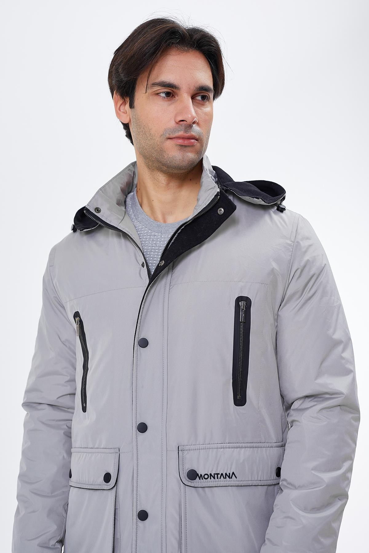 Classics Pattern with Pockets Detailed Hooded Coat