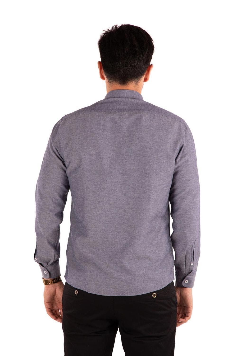 Regular Fit Dokuma Casual Uzun Kollu Pamuk Karışımlı Gömlek