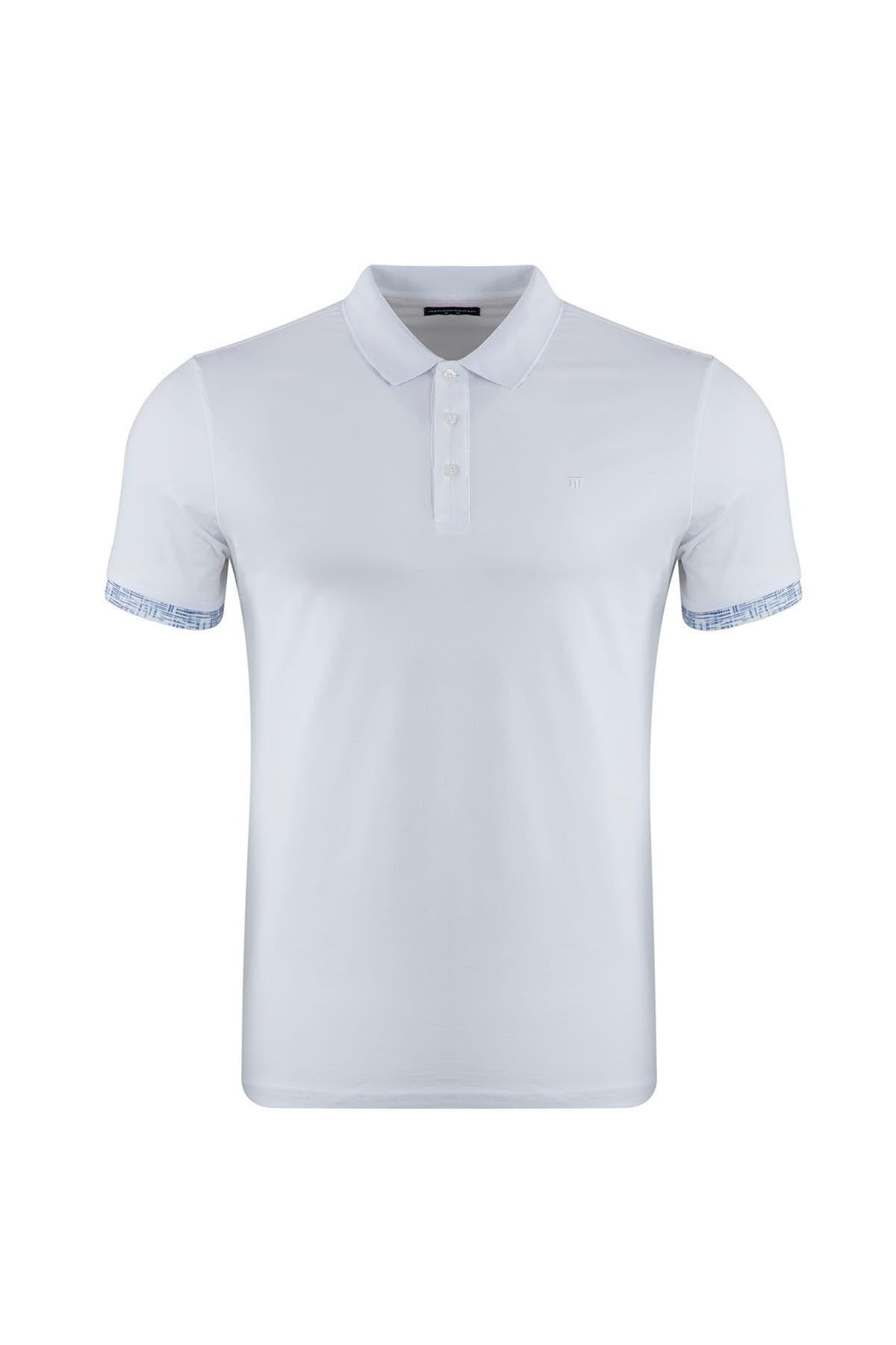 Büyük Beden Regular Fit Baskılı Dokulu Polo T-Shirt