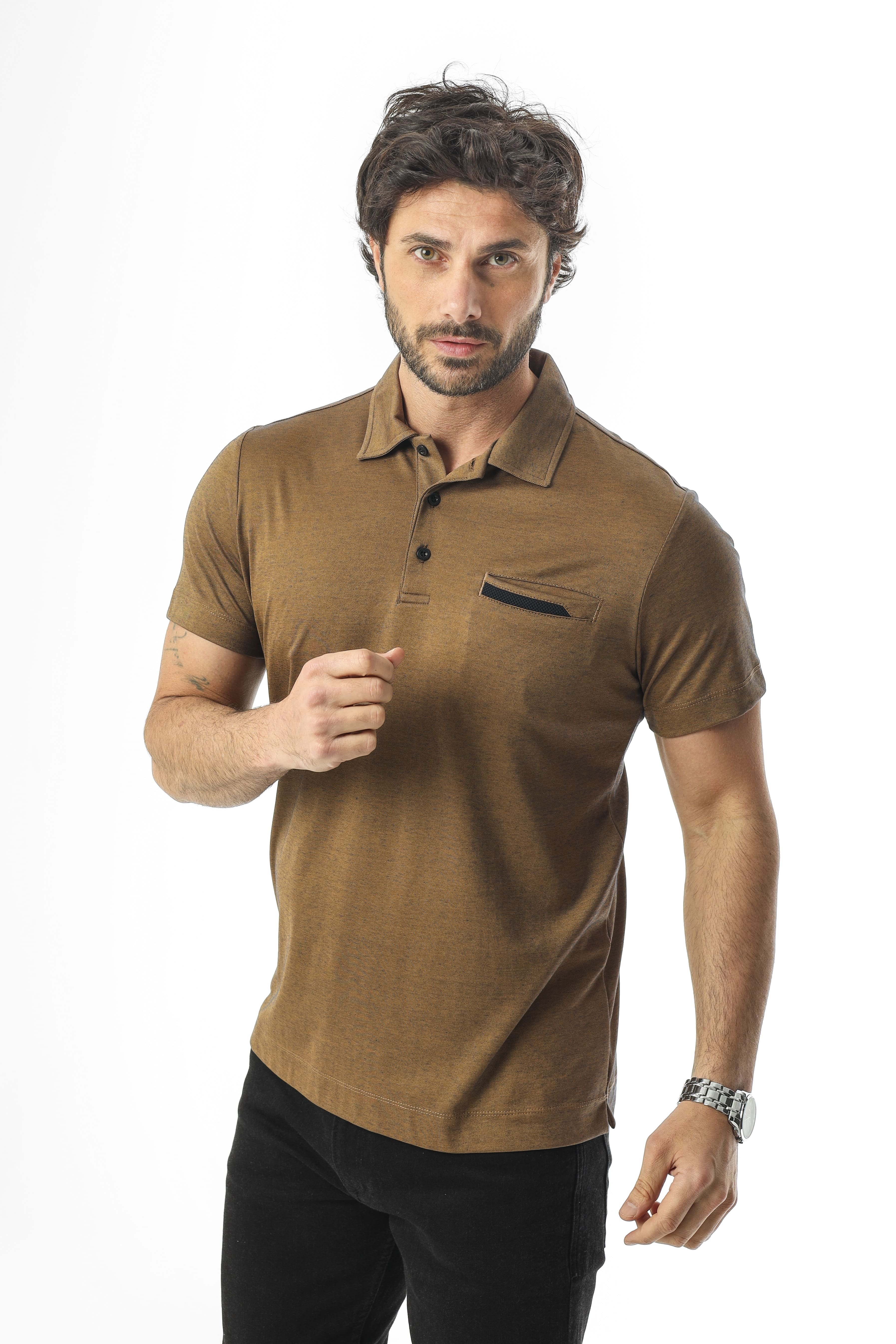 Büyük Beden Polo Yaka Düğmeli Cepli T-Shirt-6318