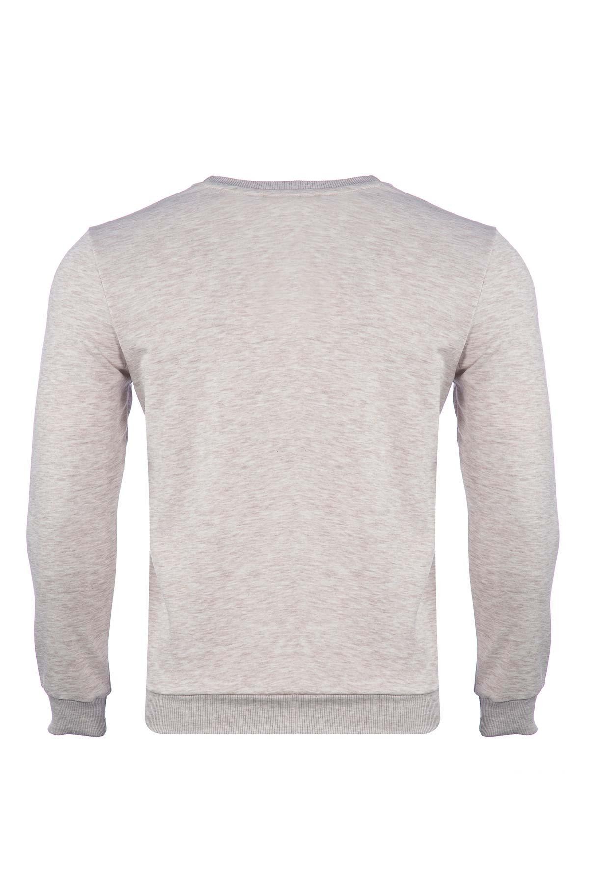 Büyük Beden Regular Fit Bisiklet Yaka Baskılı Sweatshirt