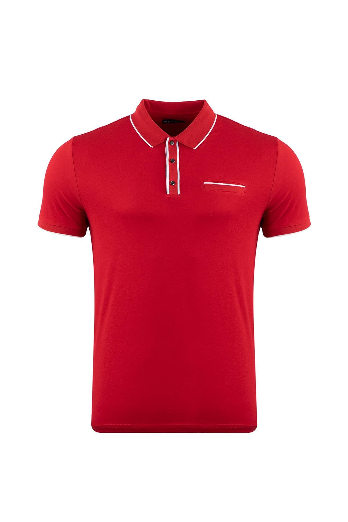 Büyük Beden Regular Fit Cepli Dokulu Polo T-Shirt