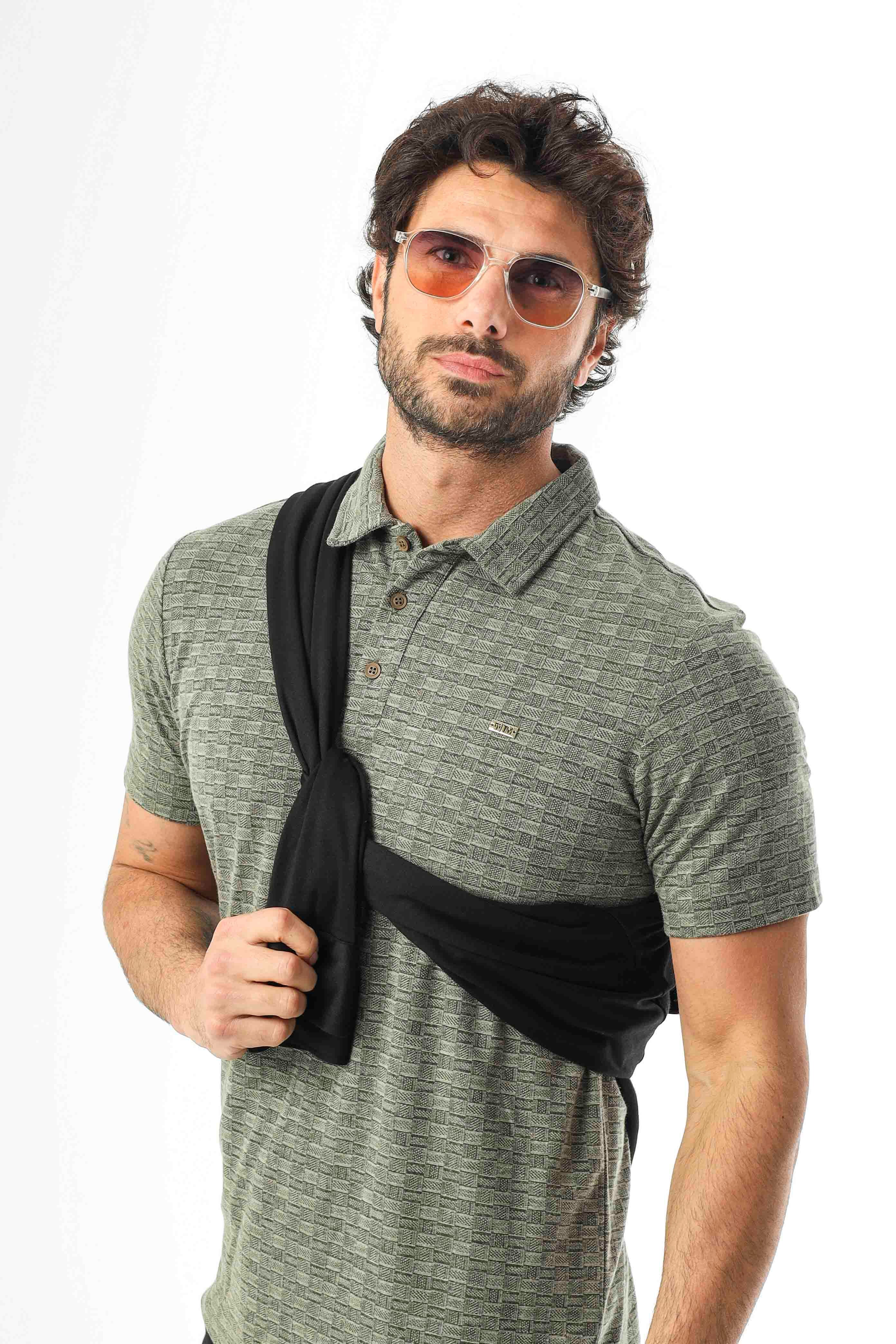 Polo Yaka Düğmeli Erkek Keten T-Shirt-KT-1001