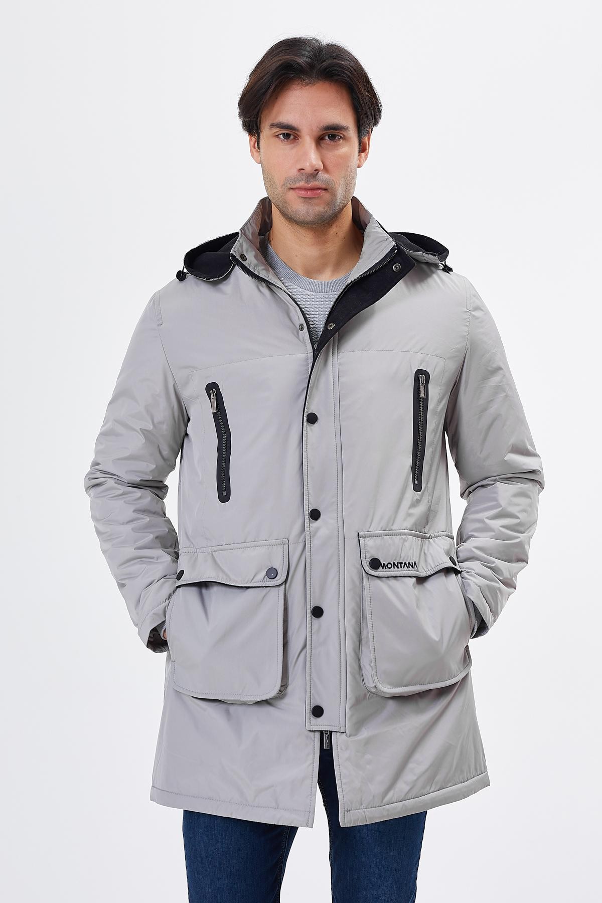 Classics Pattern with Pockets Detailed Hooded Coat