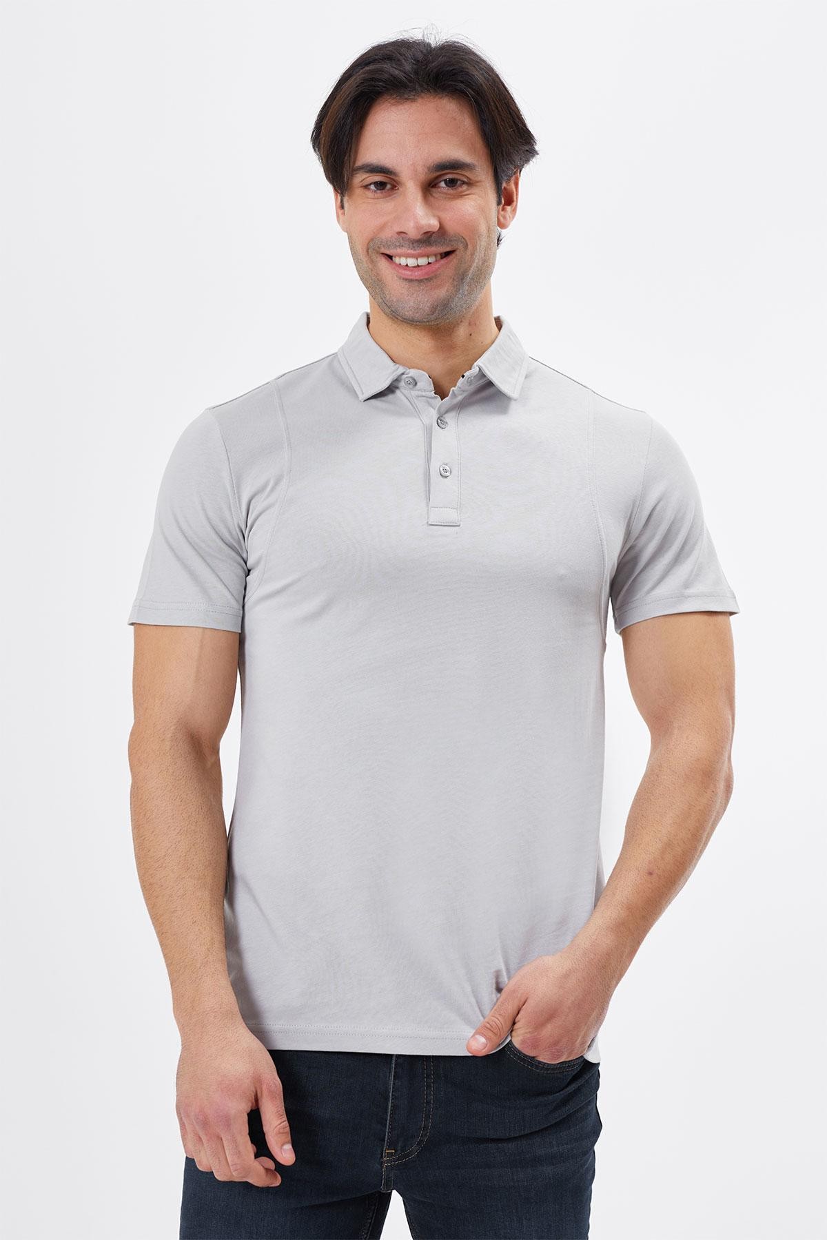 Regular Fit Polo Yaka %100 Pamuk Nakış Detaylı Erkek T-Shirt