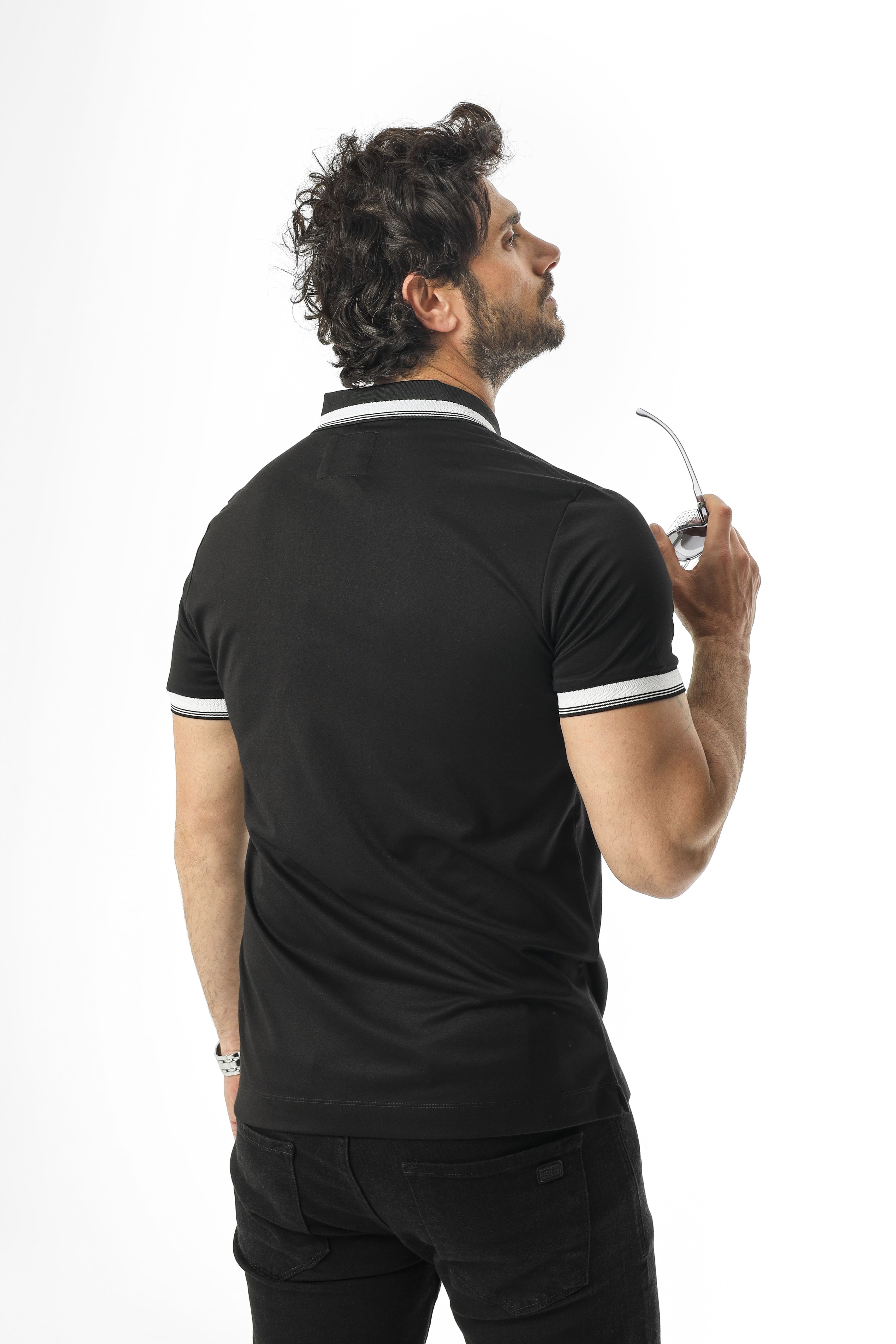 Büyük Beden Polo Yaka Cepli Yakası Çıtçıtlı T-Shirt-6317