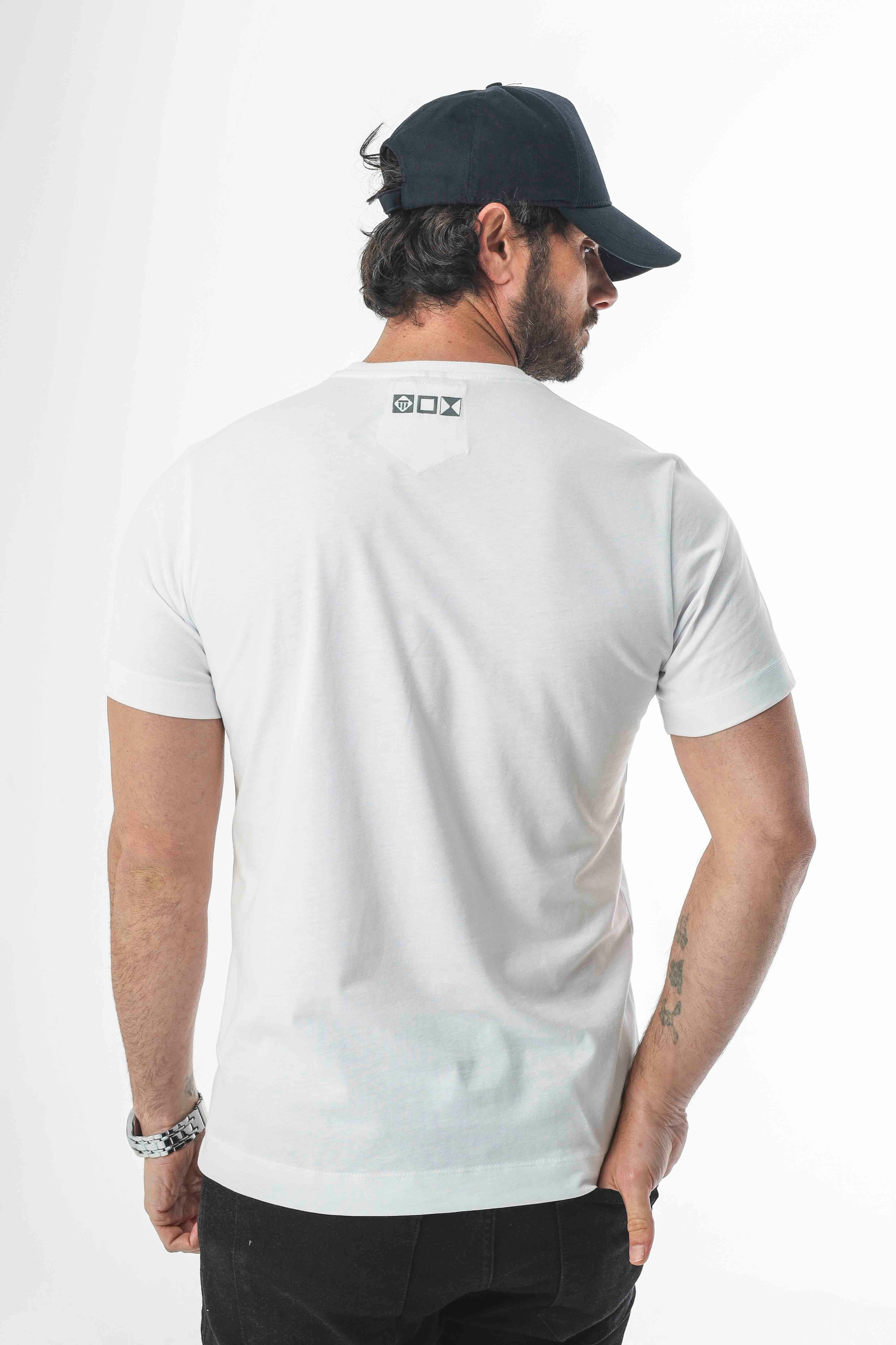 %100 Pamuk Sail Collection Bisiklet Yaka Baskılı T-Shirt-SP-2343