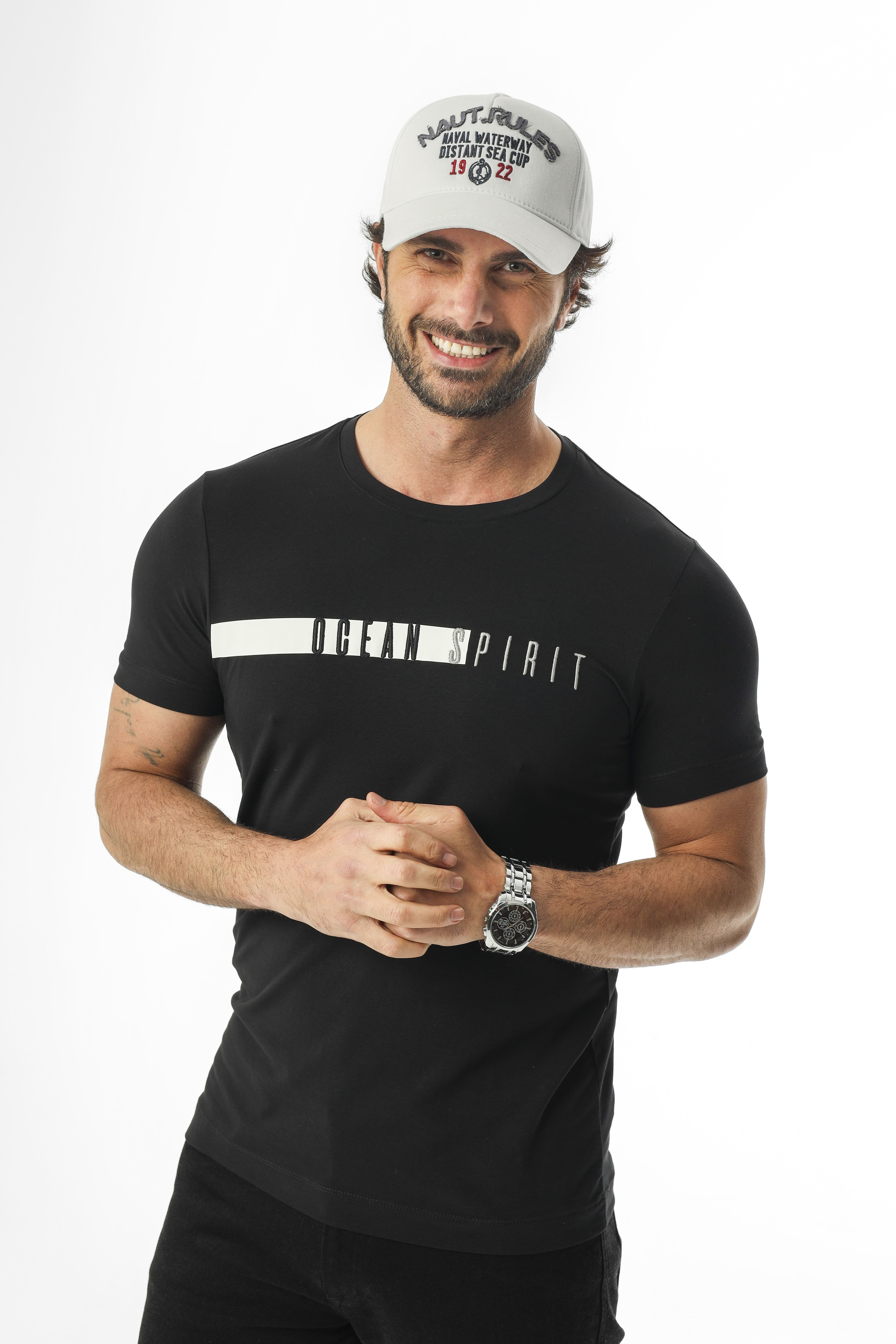 Ocean Collection Bisiklet Yaka Nakışlı T-Shirt-MSL-2261