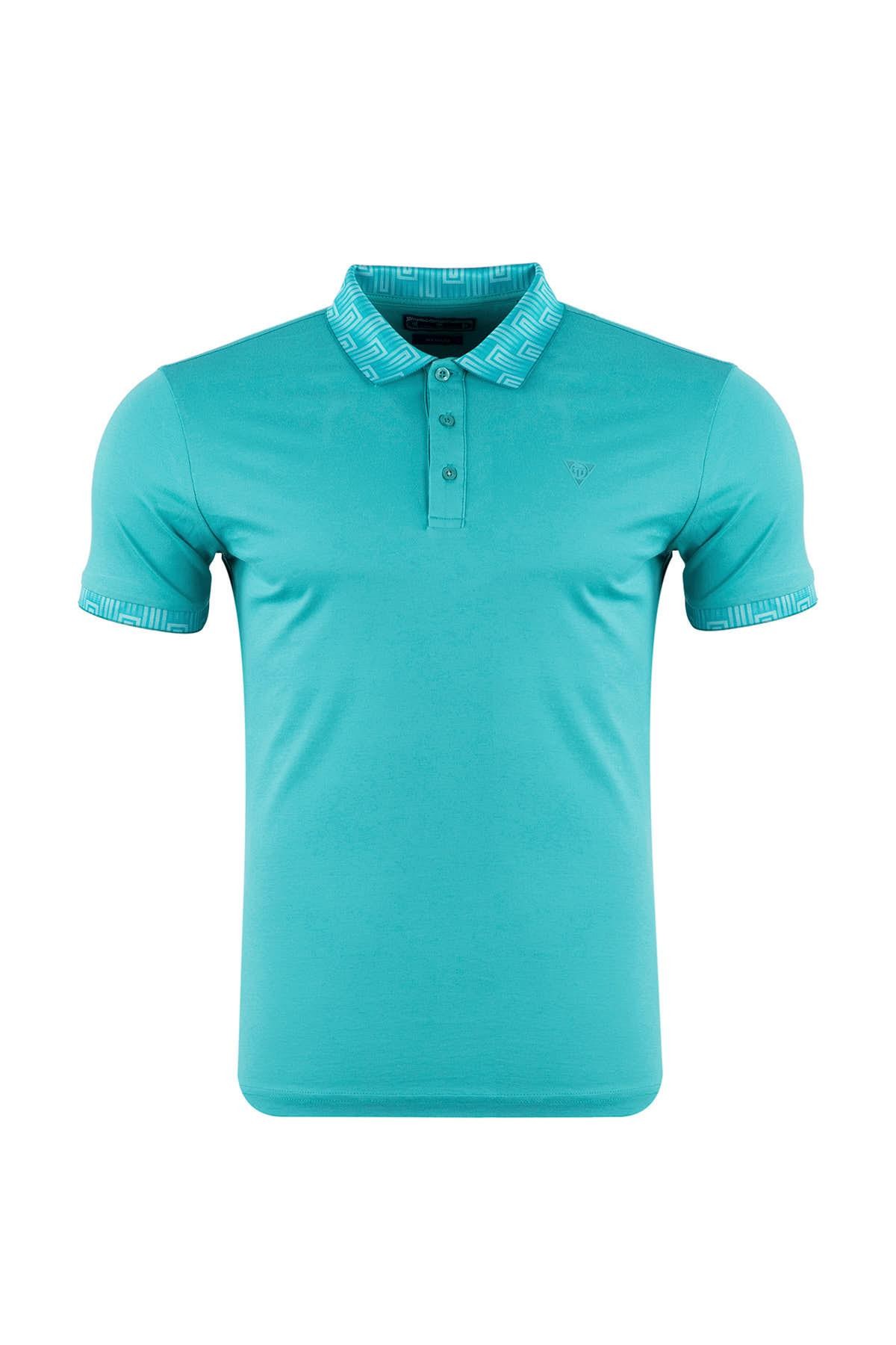 Beyaz Büyük Beden Regular Baskılı Polo T-Shirt