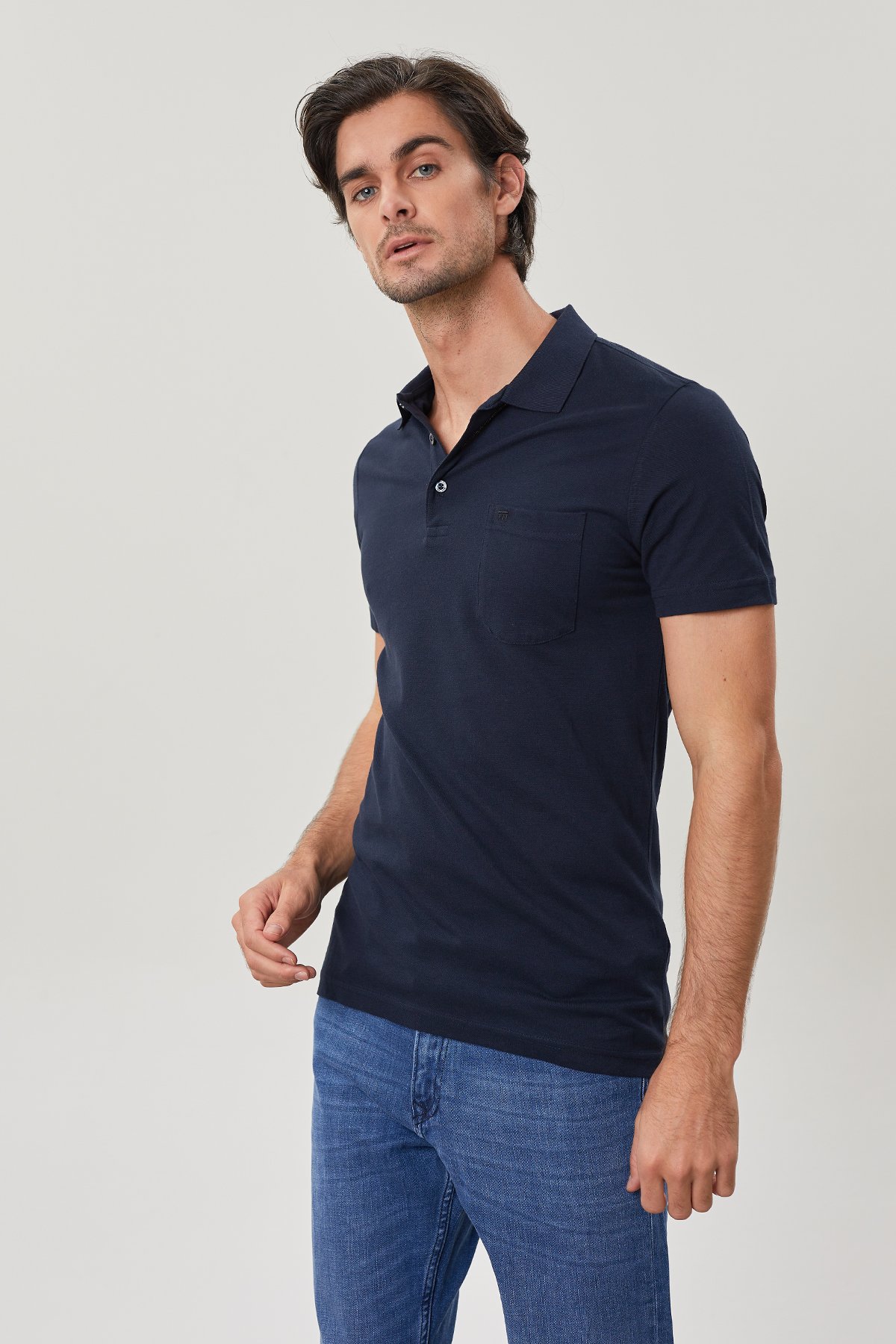 Regular Fit Polo Yaka Klasik Cepli %100 Pamuk Kısa Kollu Basic Penye T-Shirt