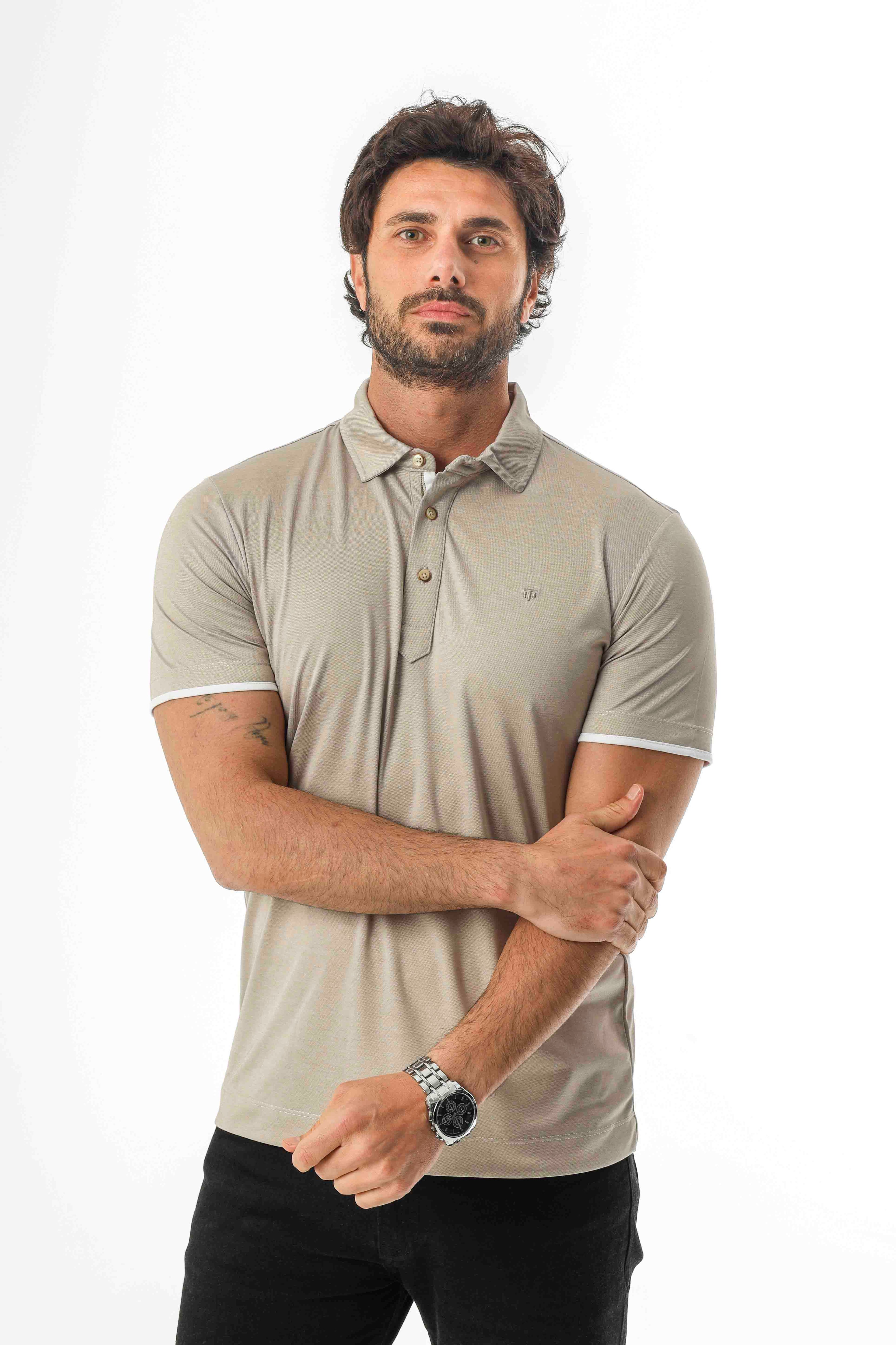 Büyük Beden Regular Fit Polo Yaka Düğmeli T-Shirt-6321