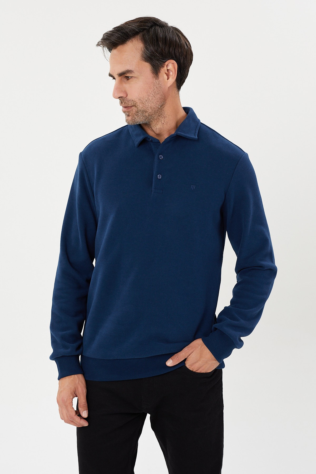 Tony Classics Kadife Selanik Polo Yaka Sweatshirt- KS-1491