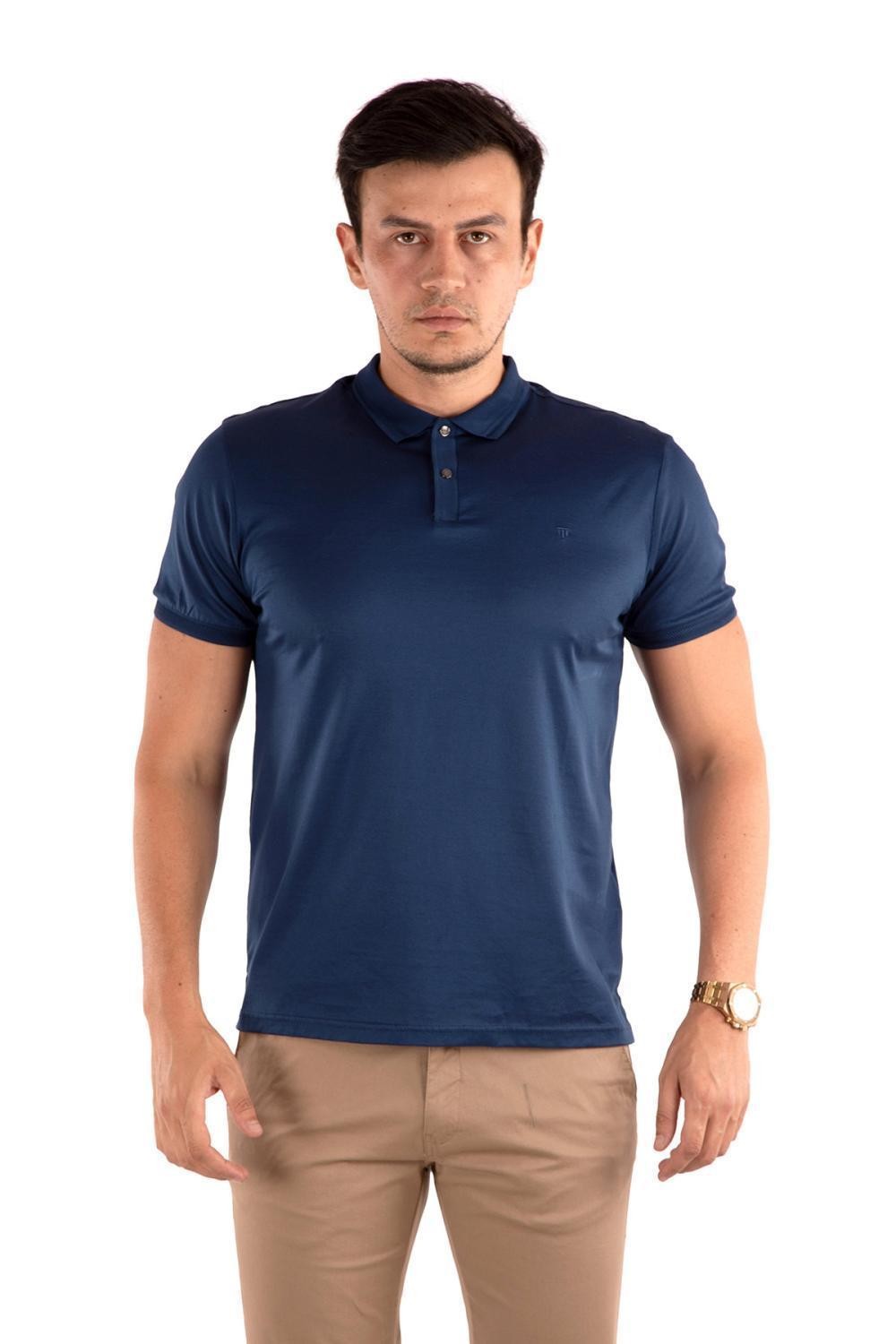 Regular Fit Merserize Polo Yaka %100 Pamuk Kısa Kollu Basic T-Shirt