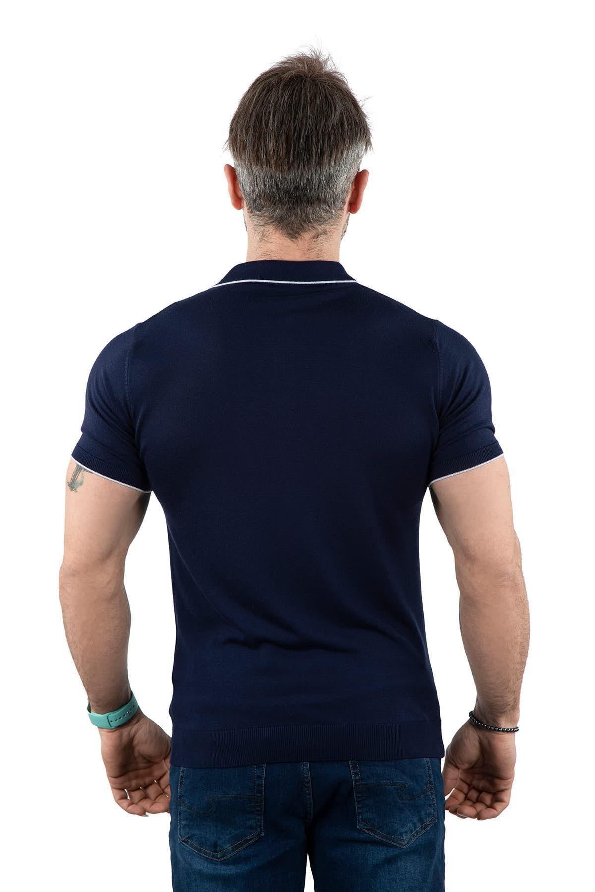 Regular Fermuarlı Polo Yaka Triko Tişört