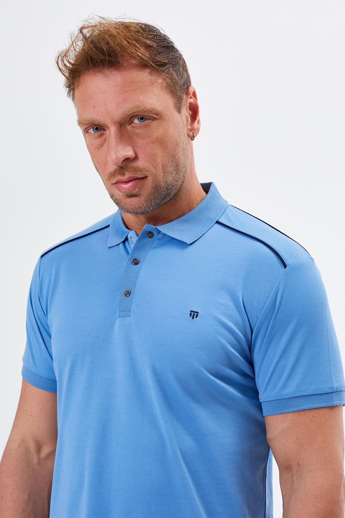 Polo Neck Regular Fit Man Snap Fastener Detailed T-Shirt
