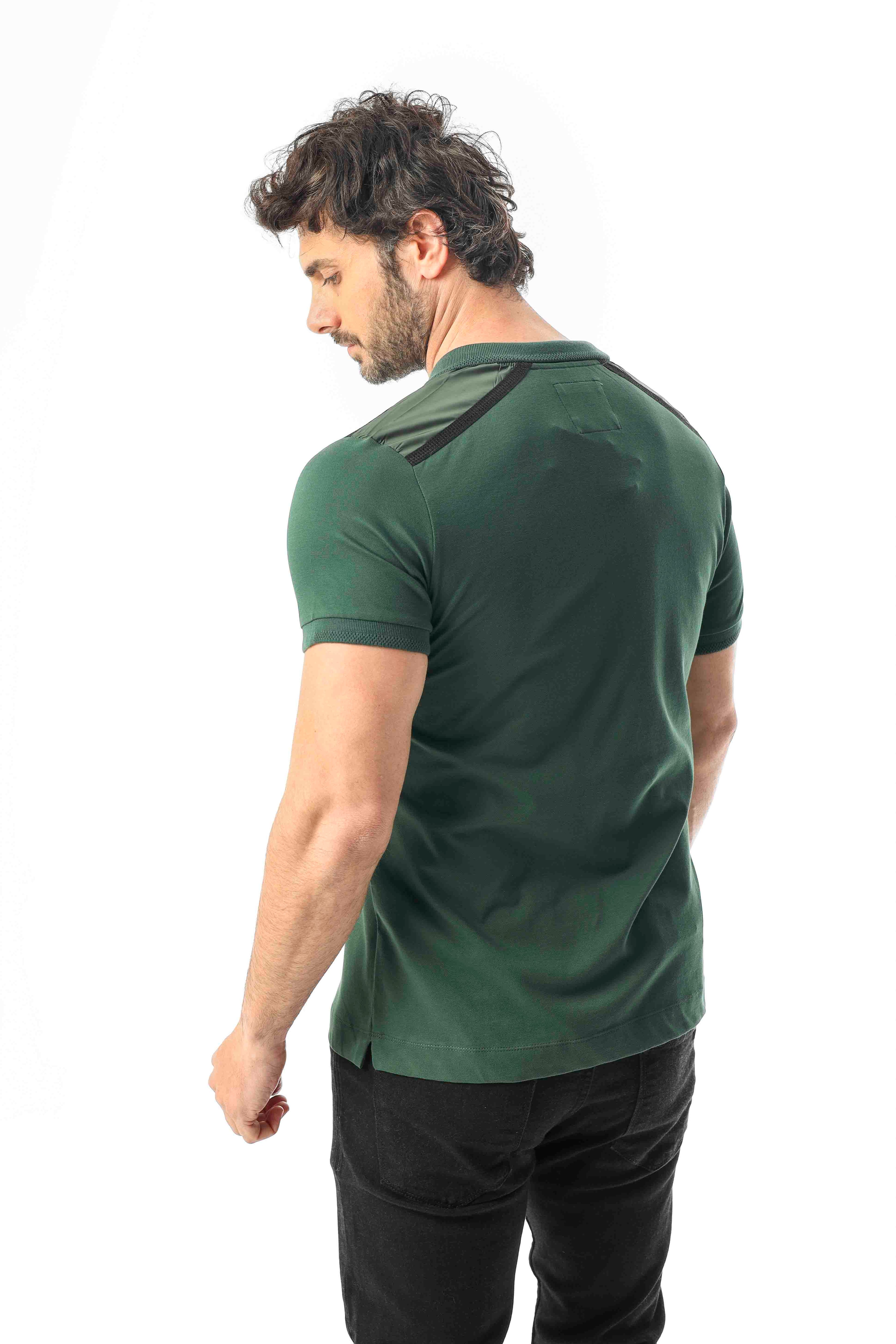 Polo Yaka Omzu Baskılı Düğmeli T-Shirt-PL-3614