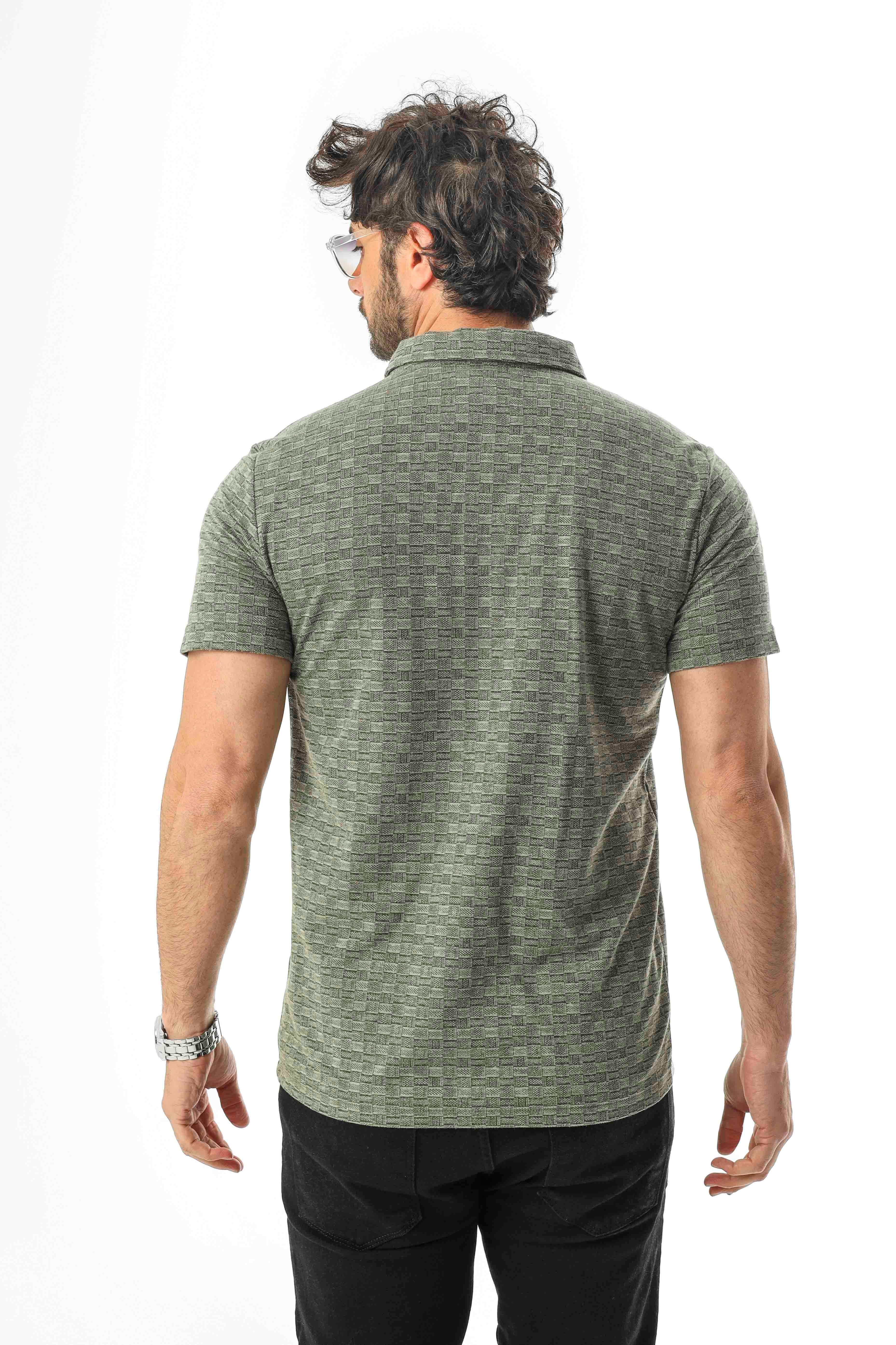 Polo Yaka Düğmeli Erkek Keten T-Shirt-KT-1001