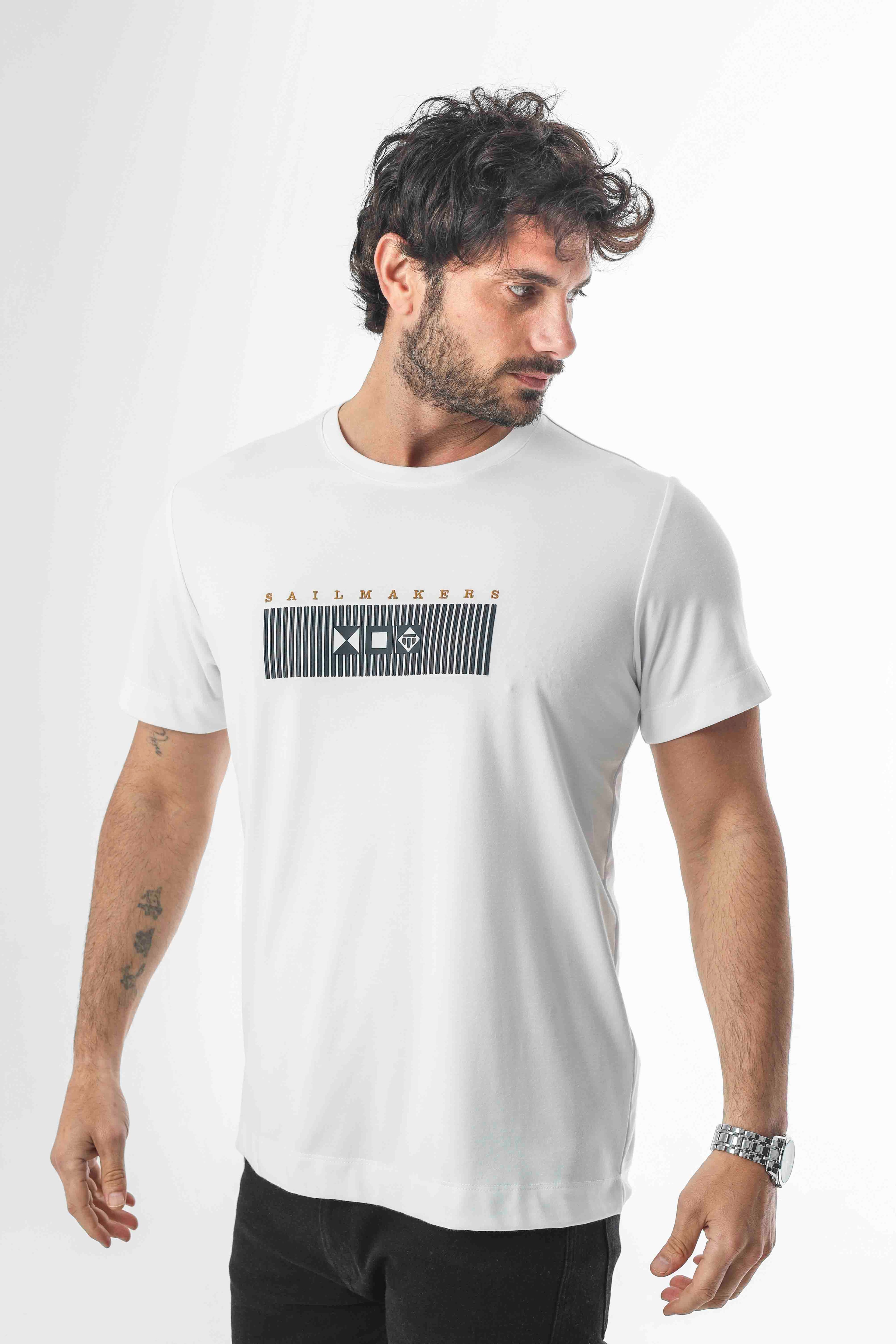 Sail Collection Bisiklet Yaka Baskılı T-Shirt-6281