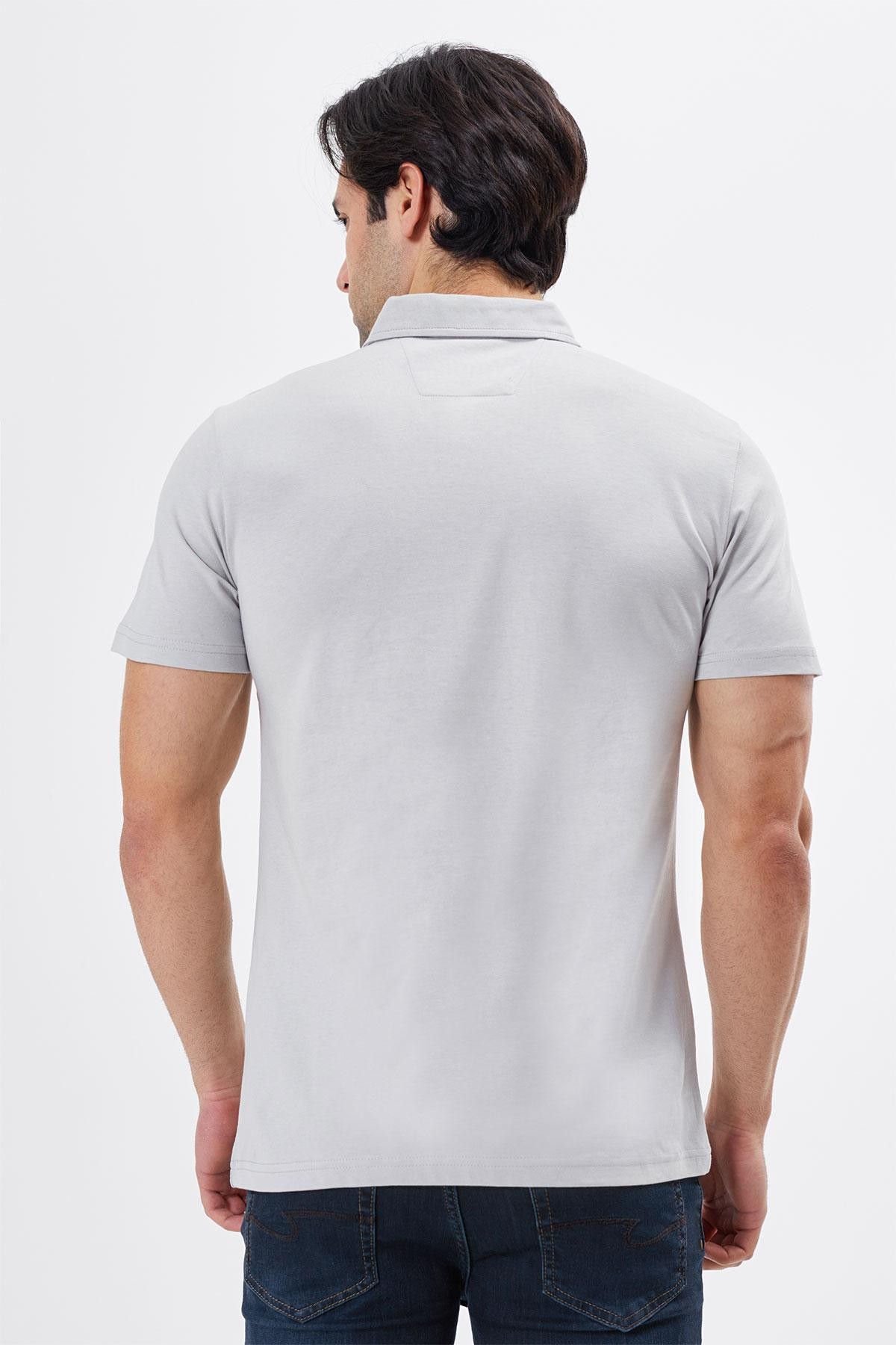 Regular Fit Polo Yaka %100 Pamuk Nakış Detaylı Erkek T-Shirt