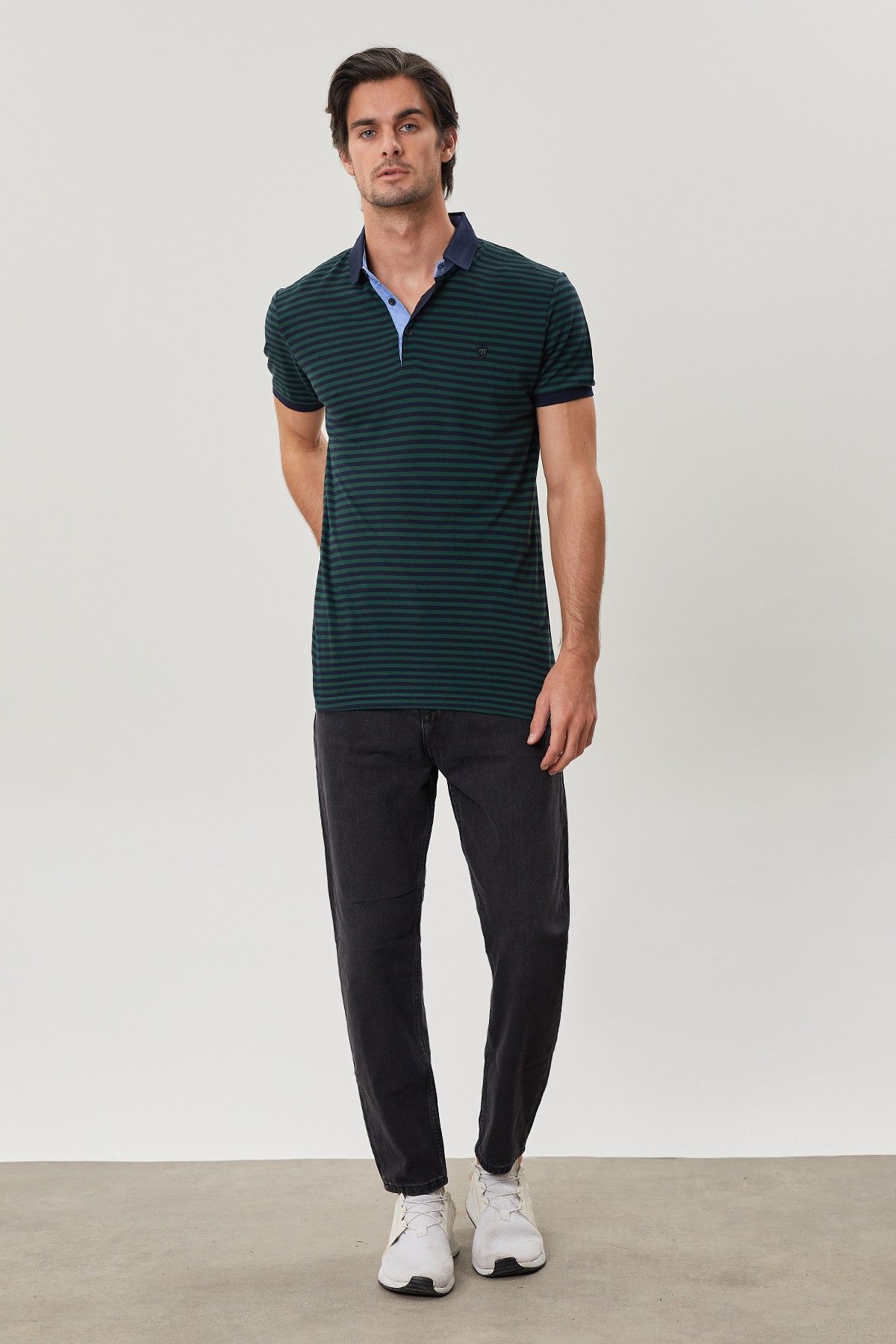 Classics Pattern Polo NeckStriped T-Shirt