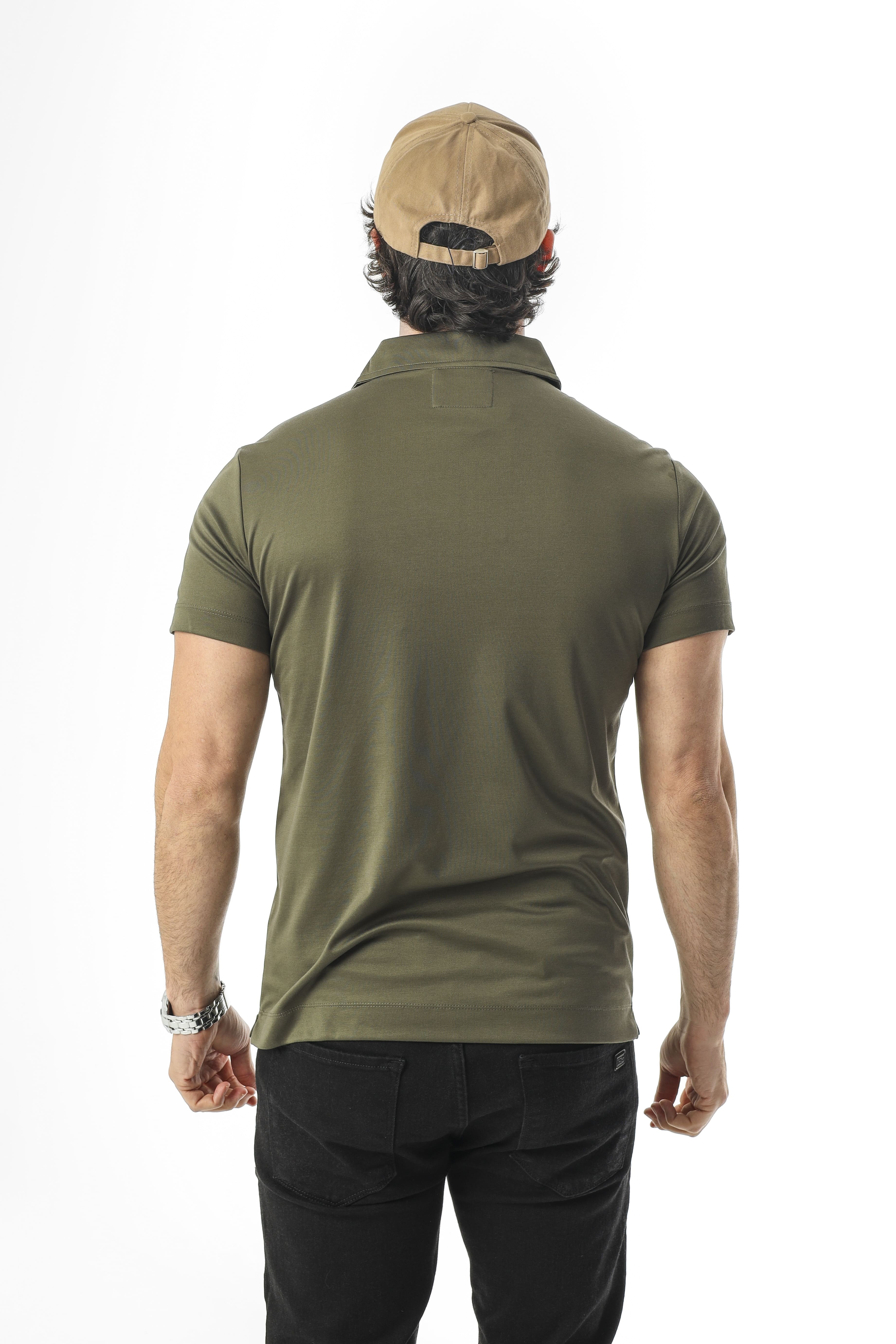 Büyük Beden Polo Yaka Düğmeli Cepli T-Shirt-6318